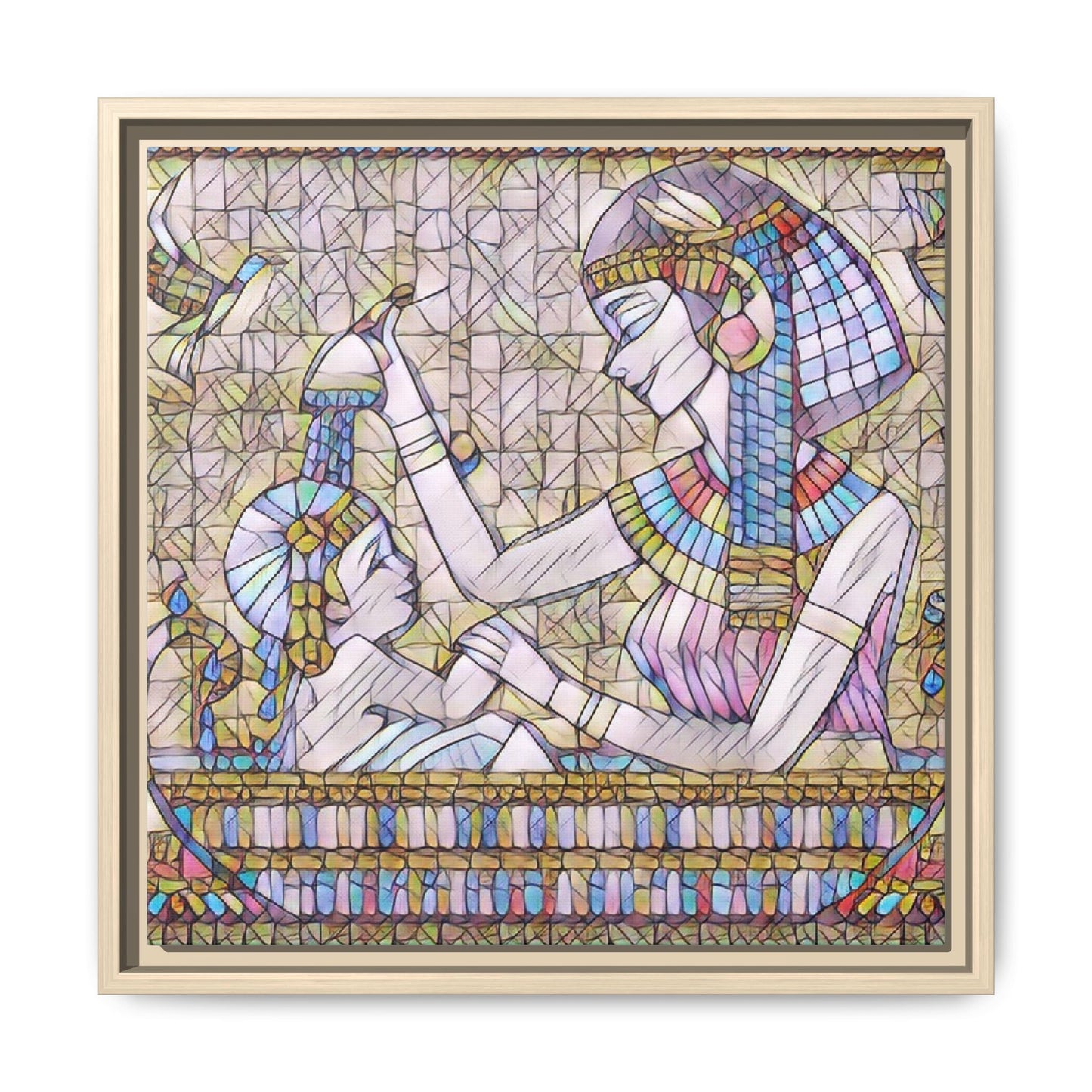 Egyptian Mosaic Mother & Child Framed Matte Canvas