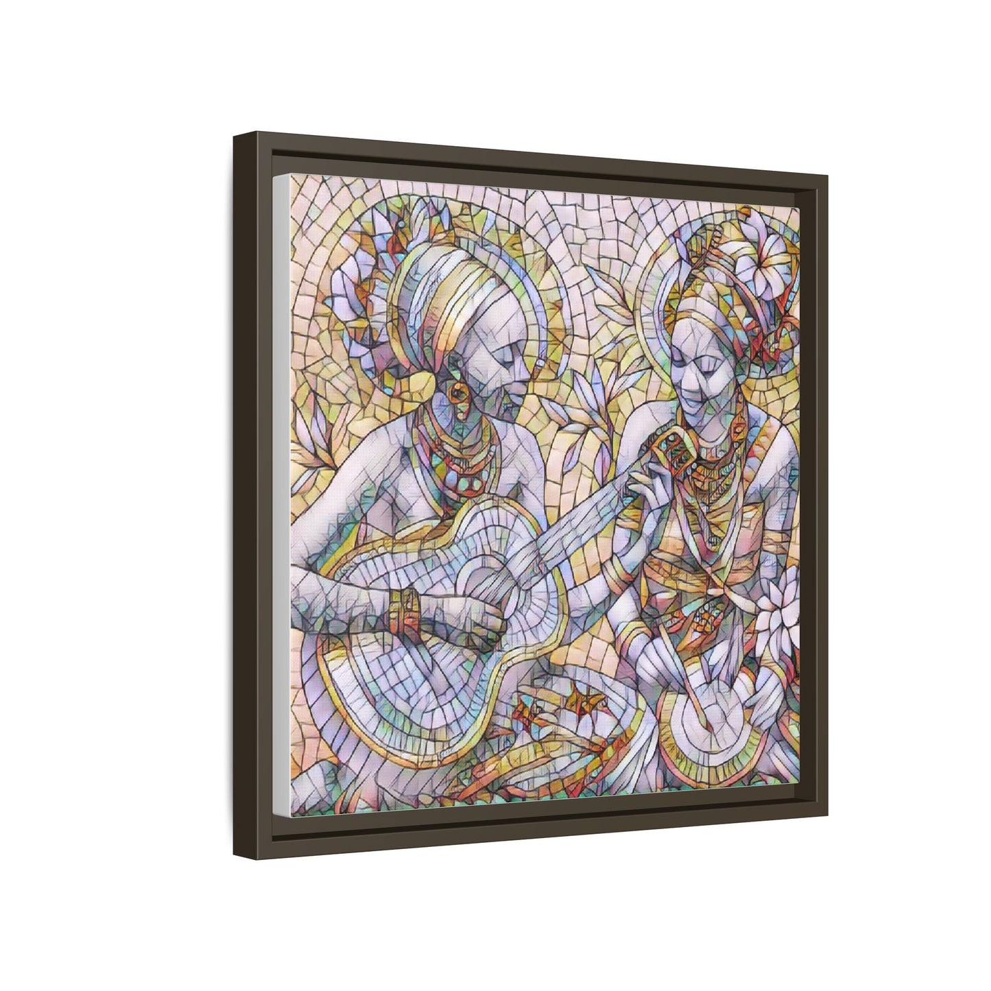 Framed Canvas Art – Colorful Mosaic Musicians Wall Decor