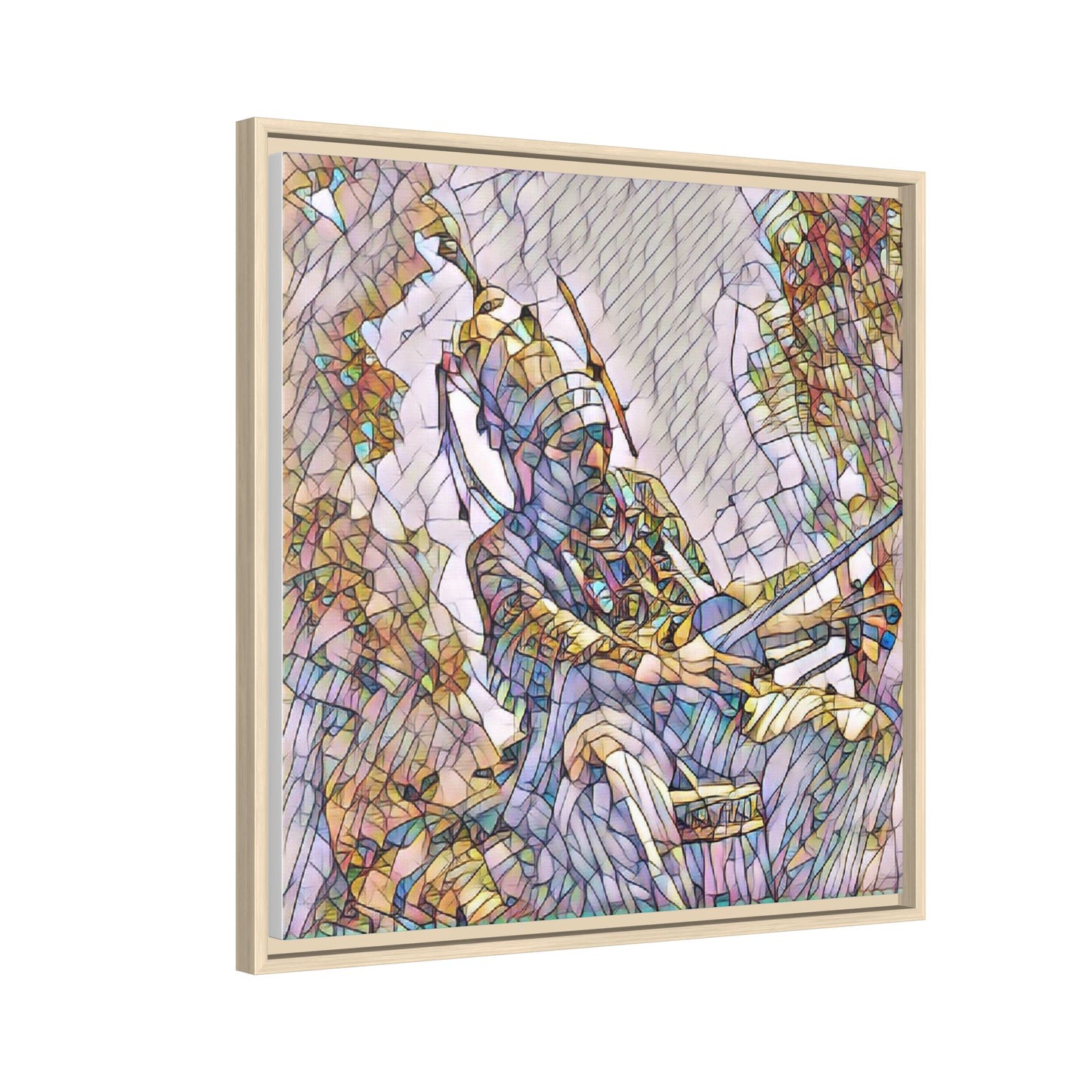 Framed Archery Canvas Print — Stained-Glass Archer Wall Art
