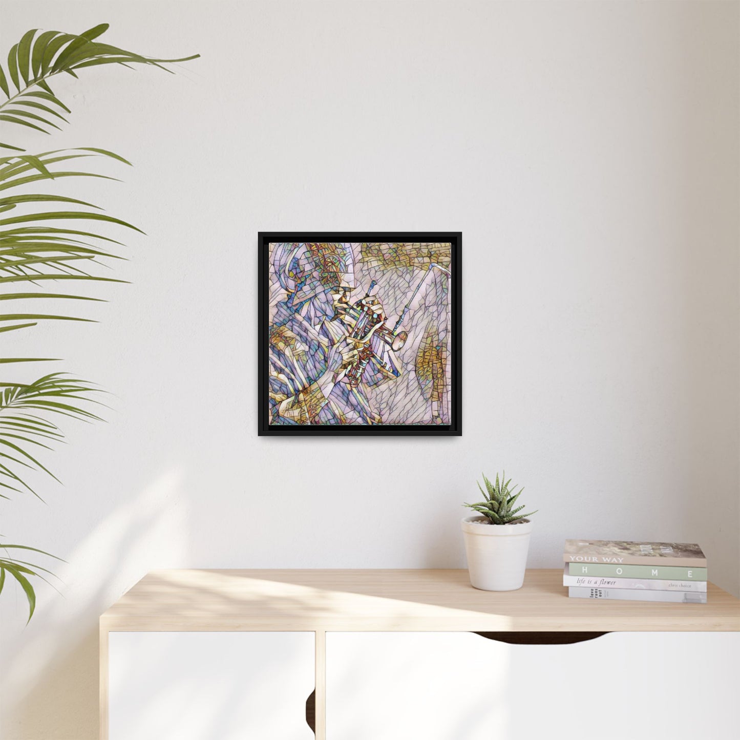 Framed Abstract Trumpet Player Matte Canvas Art