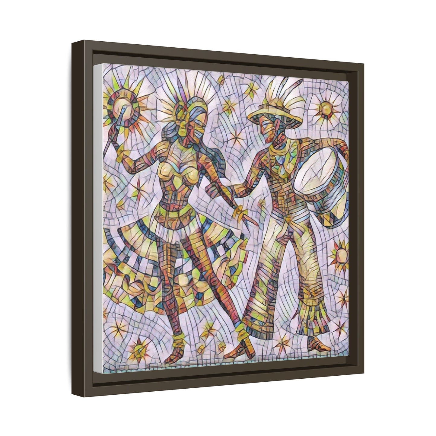 Carnival Dancers Framed Canvas Art — Colorful Samba Rhythm Wall Decor