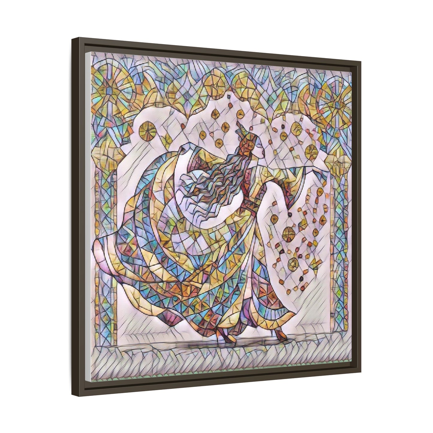 Stained Glass Dancing Dervish Framed Canvas Art