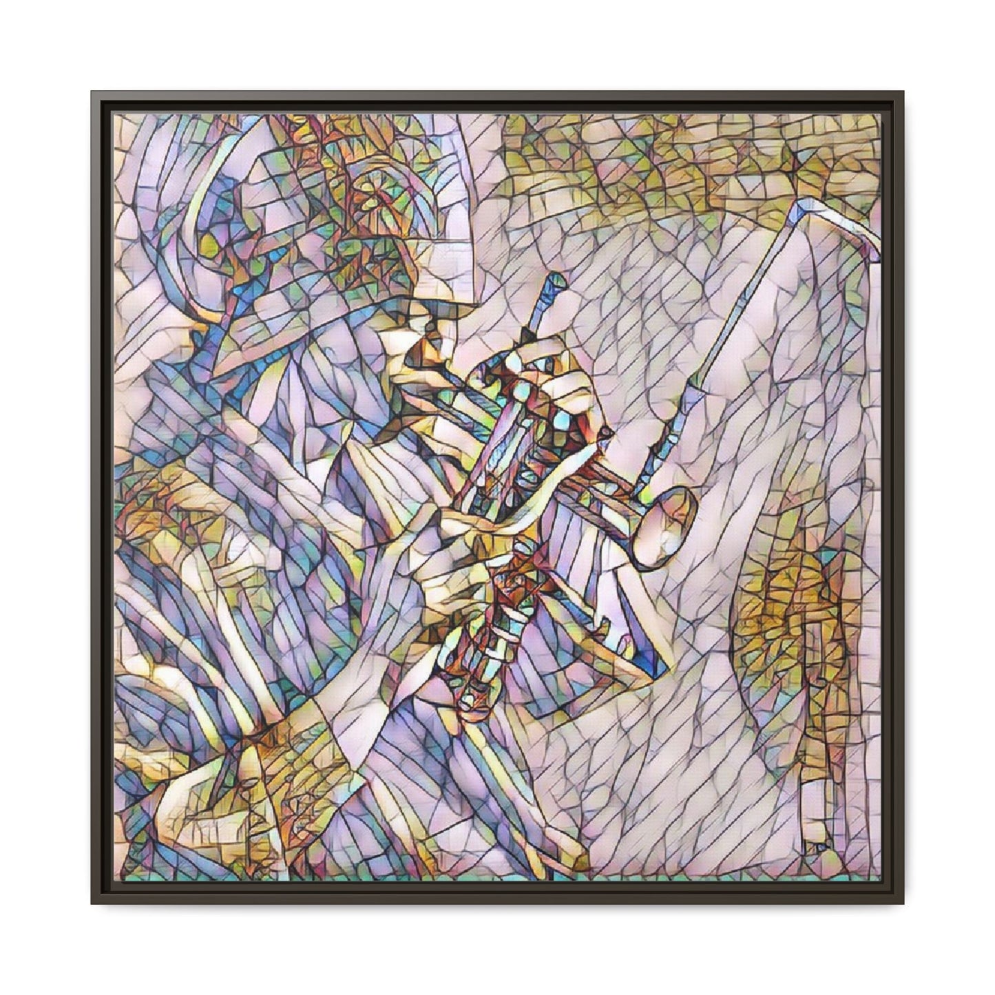 Framed Abstract Trumpet Player Matte Canvas Art