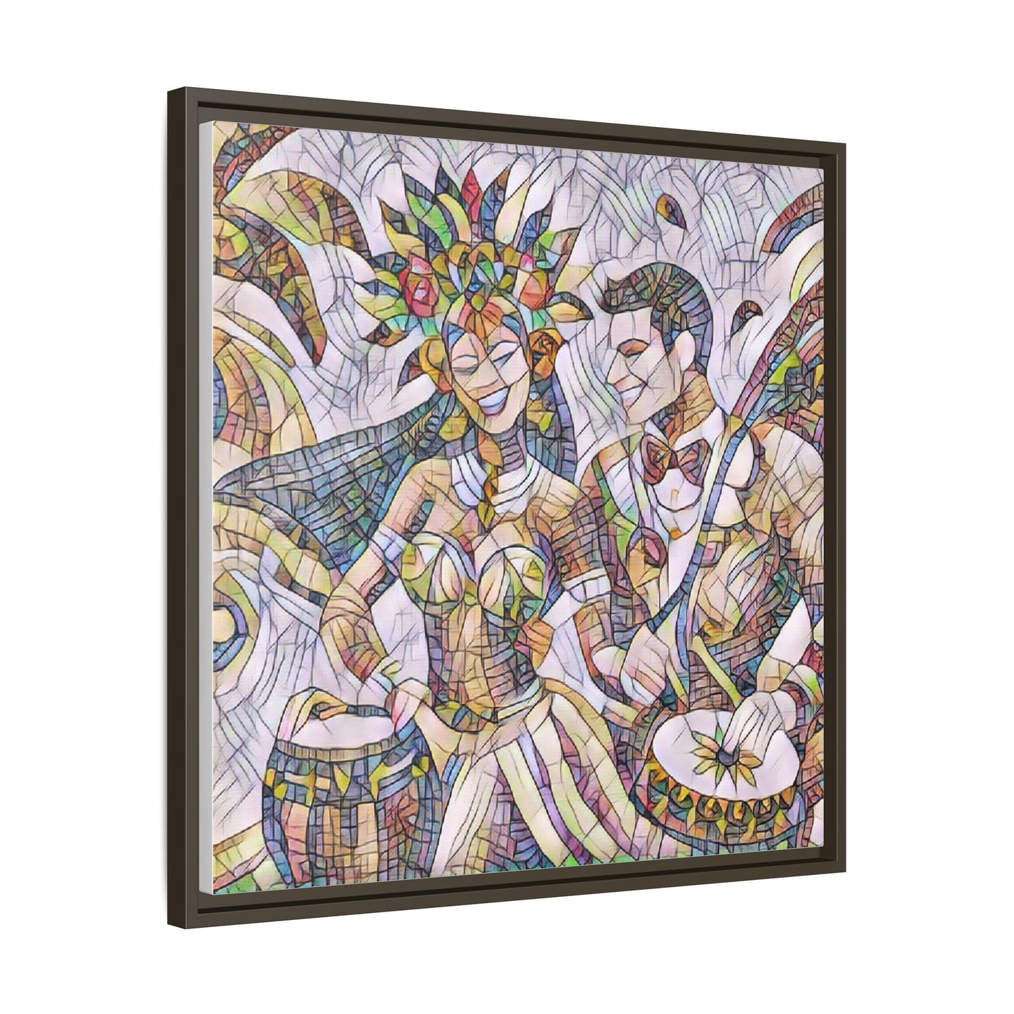 Carnival Samba Dancers Framed Canvas Art — Colorful Brazilian Festival Wall Decor