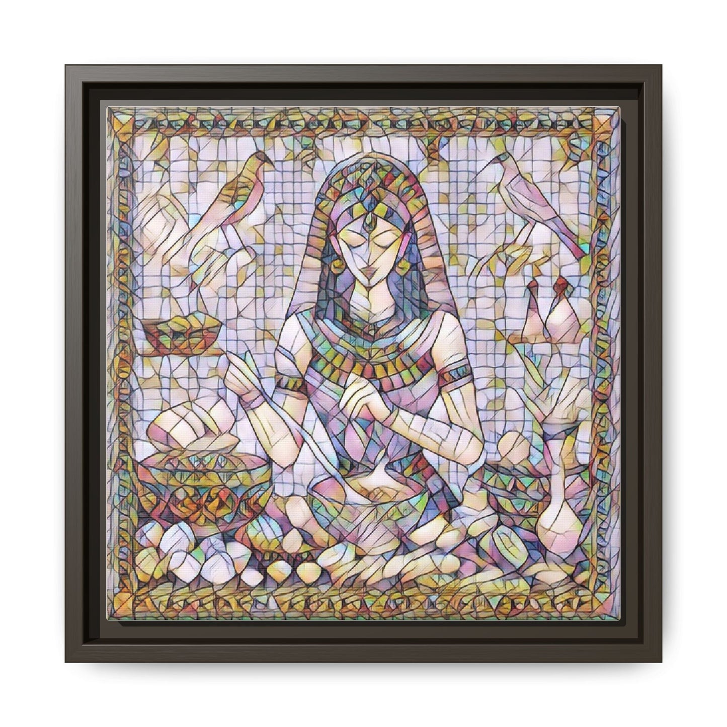Egyptian Goddess Mosaic Framed Canvas Art