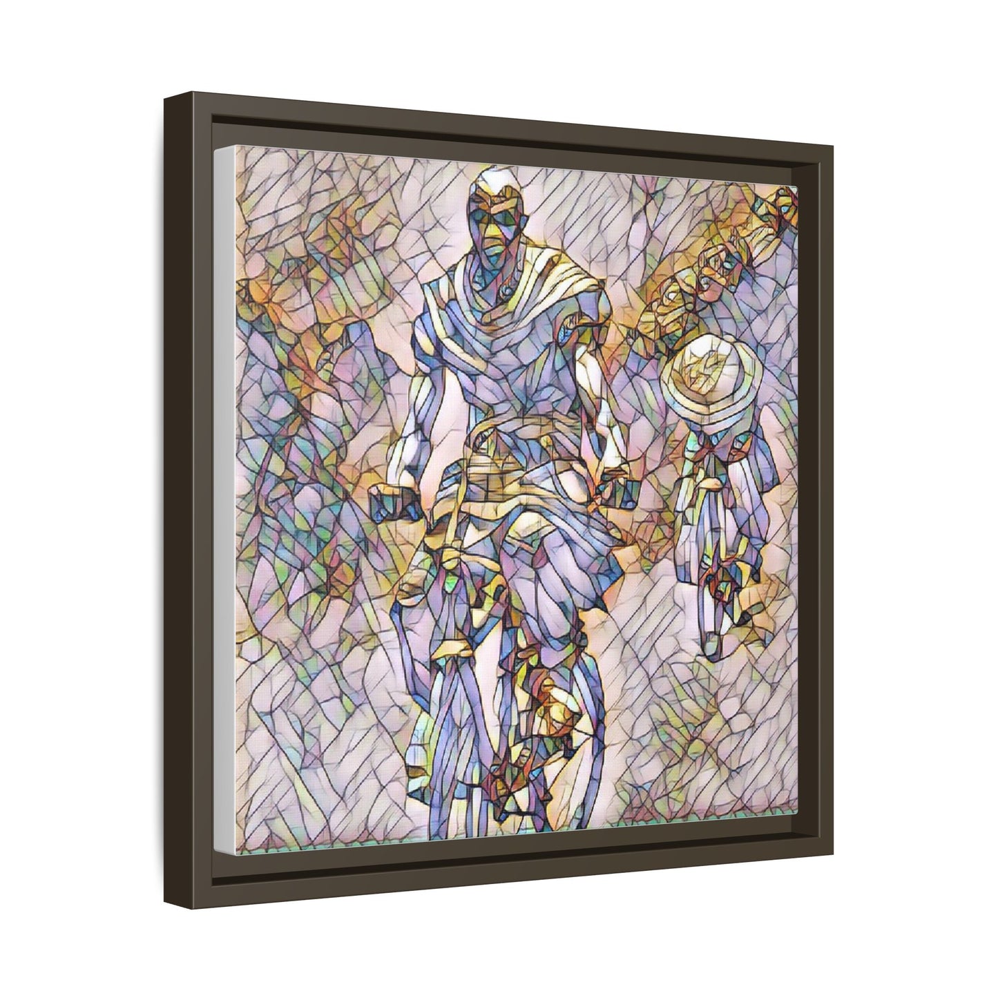 Framed Matte Canvas — Abstract Cyclist Artwork (Multi‑Color)