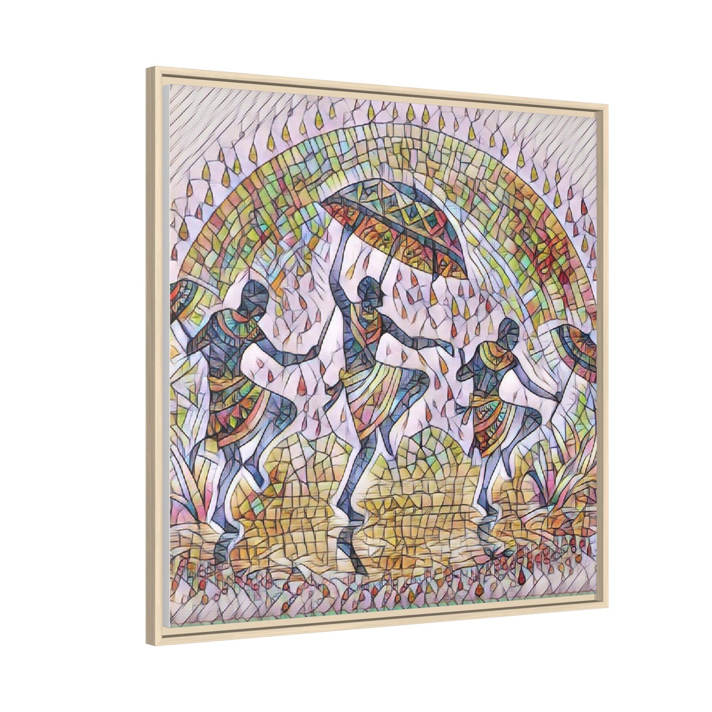 Framed Canvas Art — Colorful African Dance Mosaic