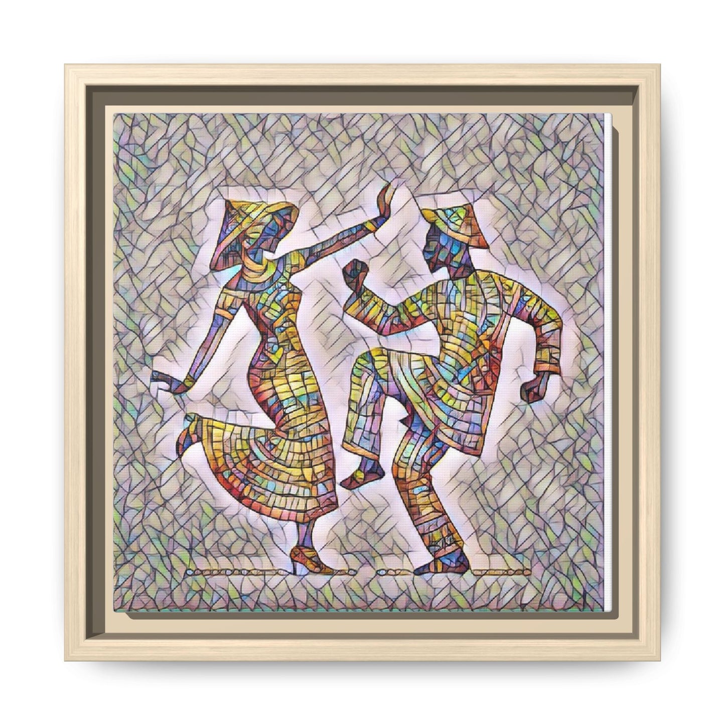 Colorful Folk Dance Matte Canvas Print (Framed)