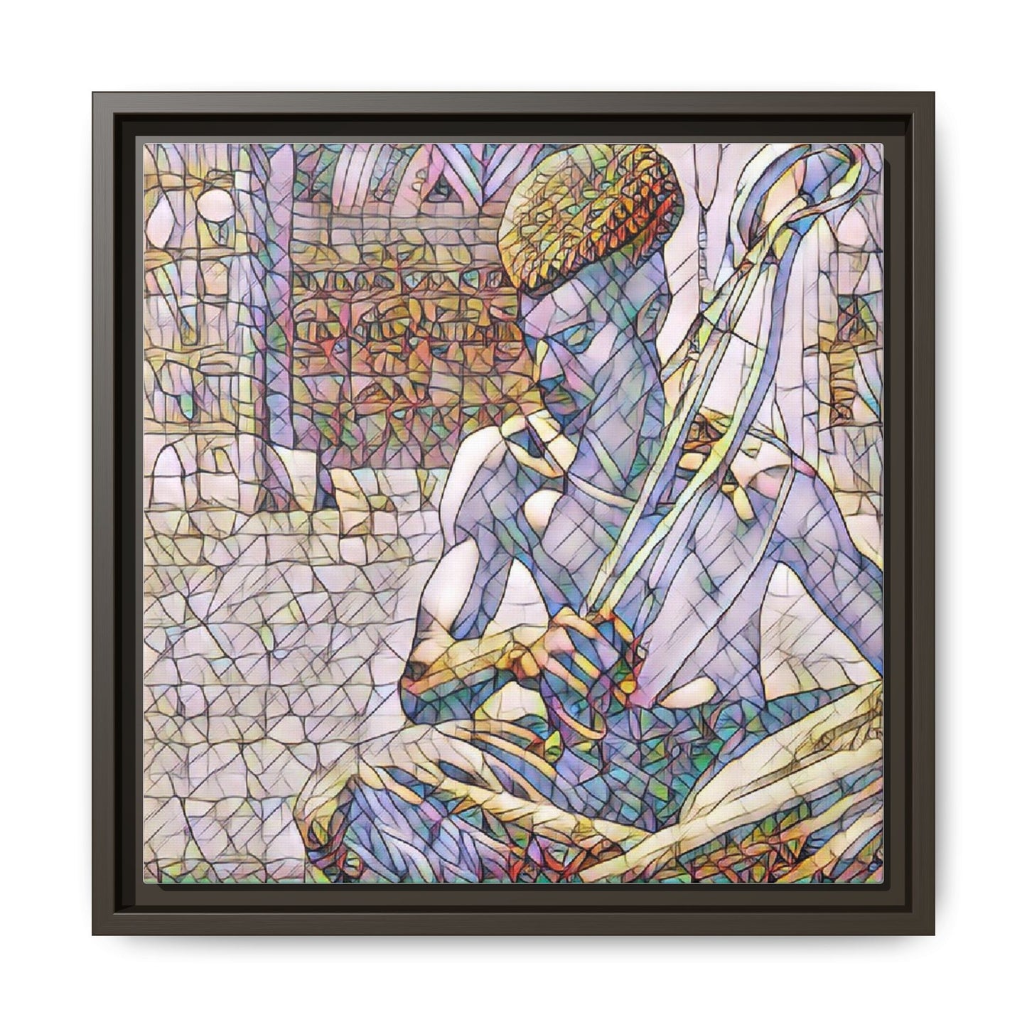 Framed Matte Canvas Art – Stained-Glass Style Musician Print