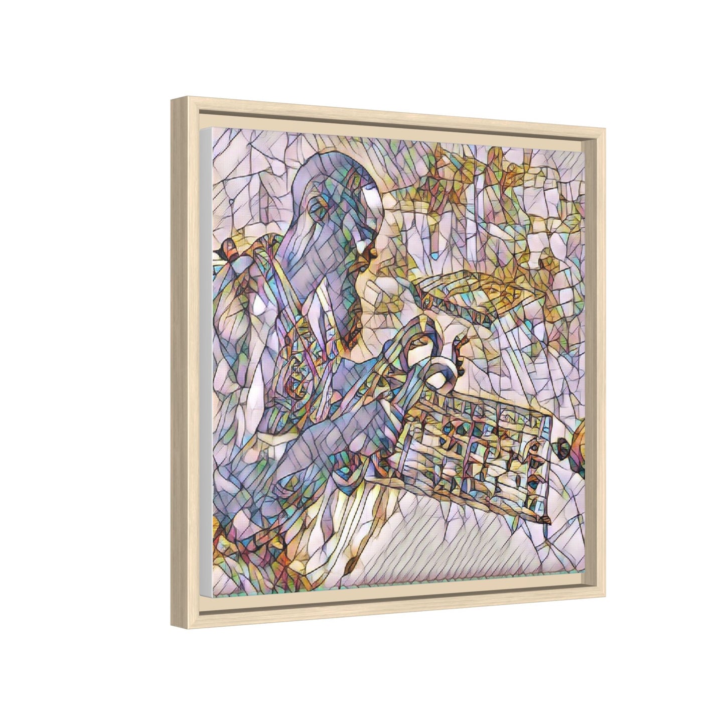 Framed Matte Canvas Art – Abstract Musician with Keyboard (Multi-Color)