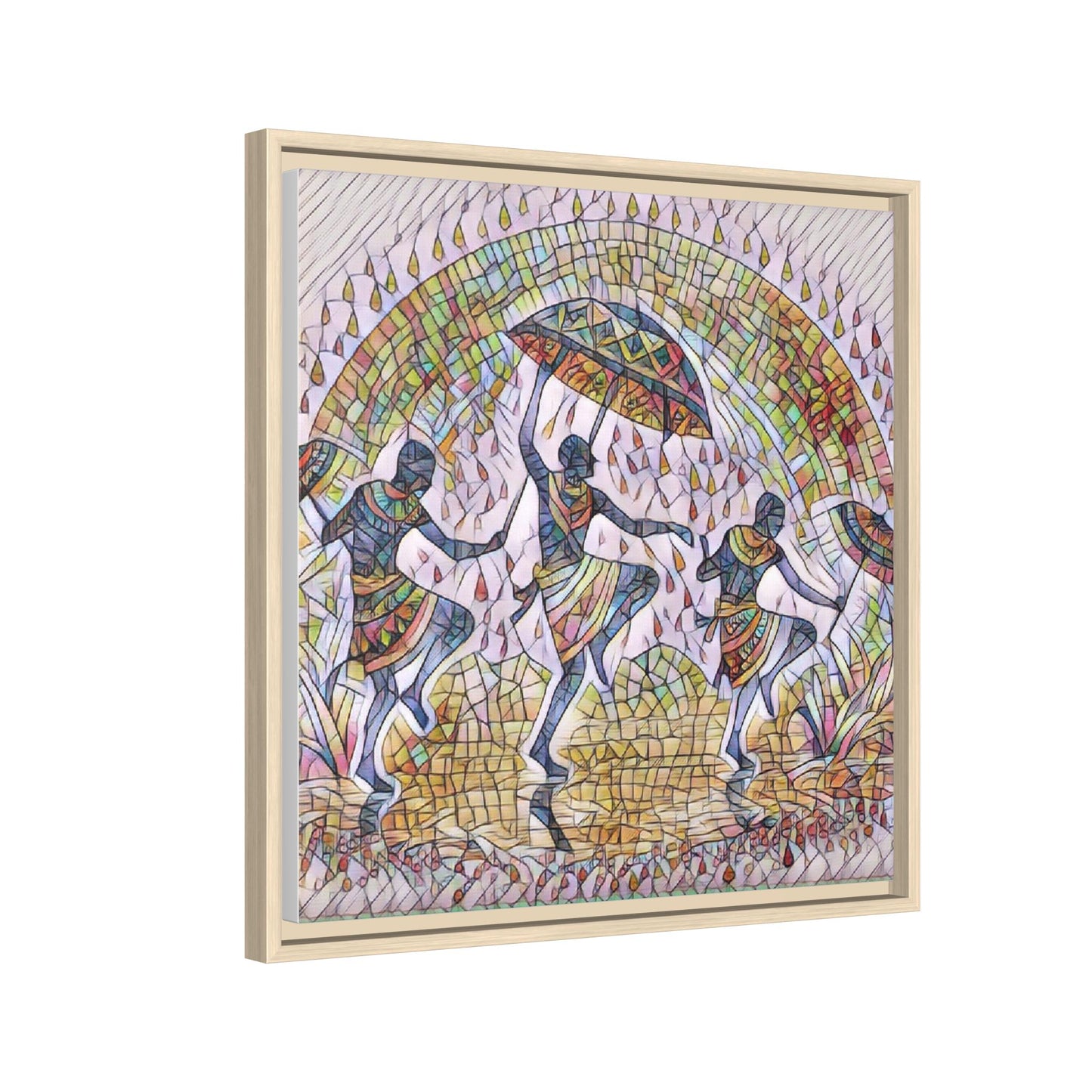 Framed Canvas Art — Colorful African Dance Mosaic