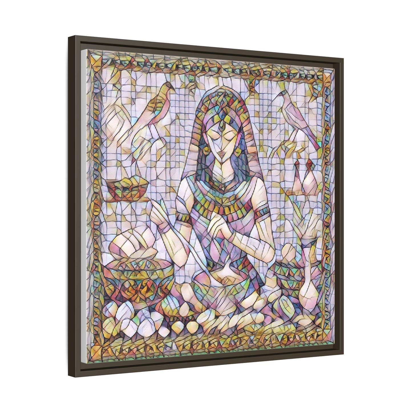 Egyptian Goddess Mosaic Framed Canvas Art