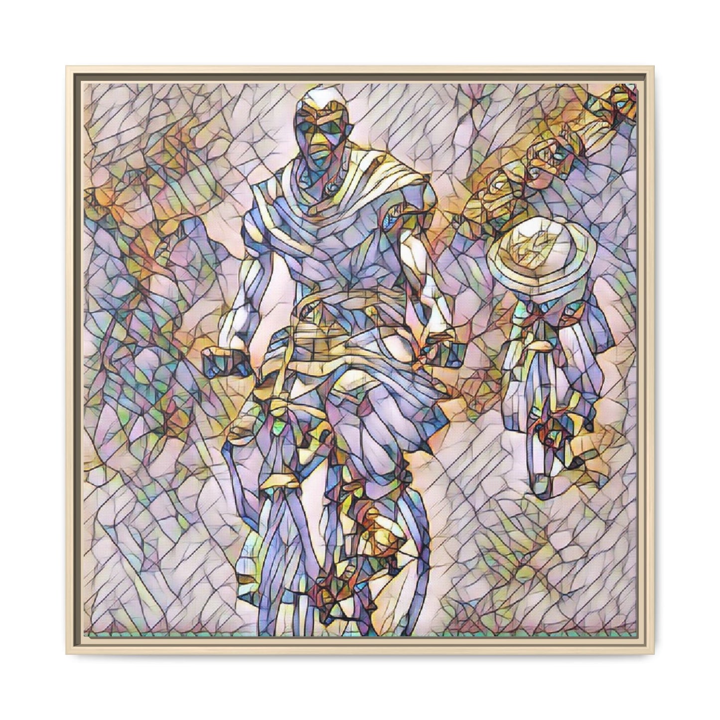 Framed Matte Canvas — Abstract Cyclist Artwork (Multi‑Color)