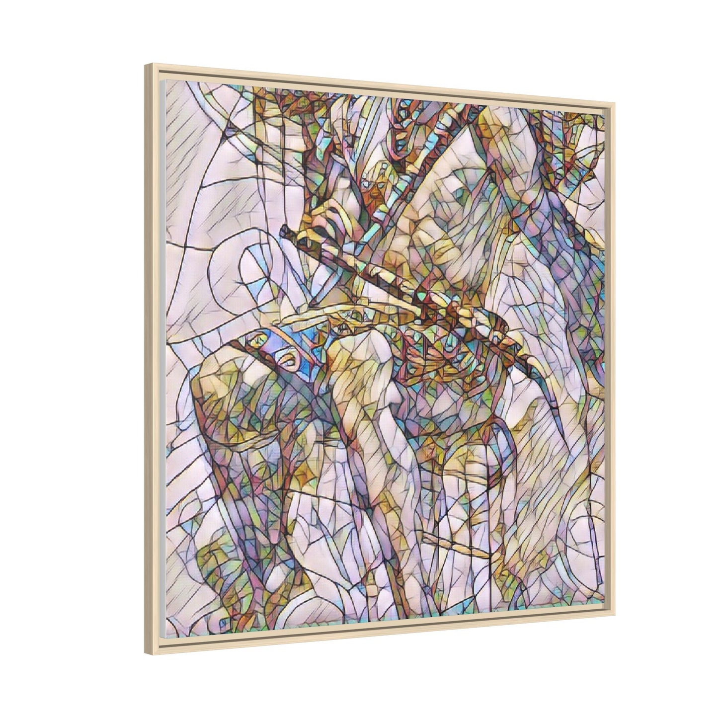 Framed Abstract Musician Canvas Art — Multi‑Color Jazz Saxophone Print