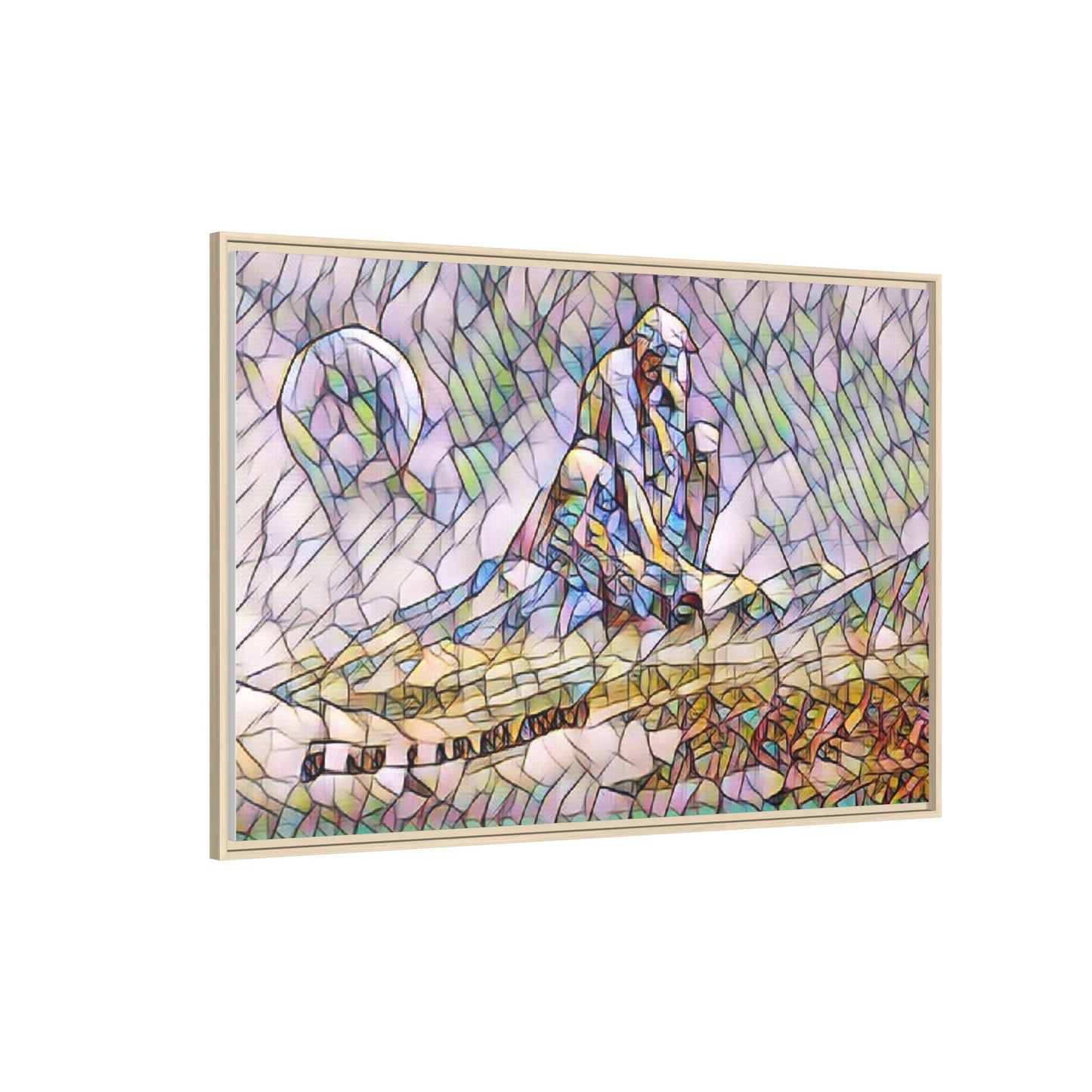 Stained-Glass Surfing Canvas Print — Framed Matte Wall Art