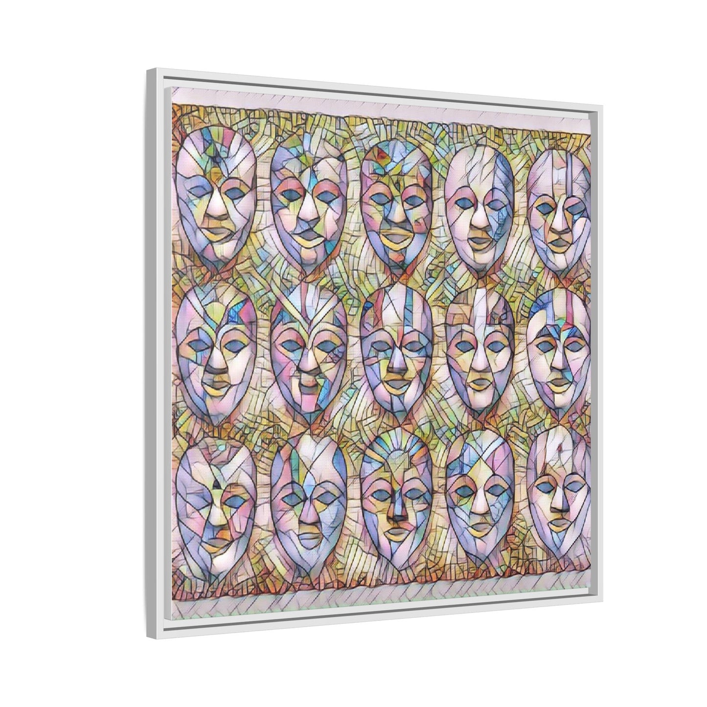 Abstract Mask Art Matte Canvas Print — Framed Multicolor Wall Art