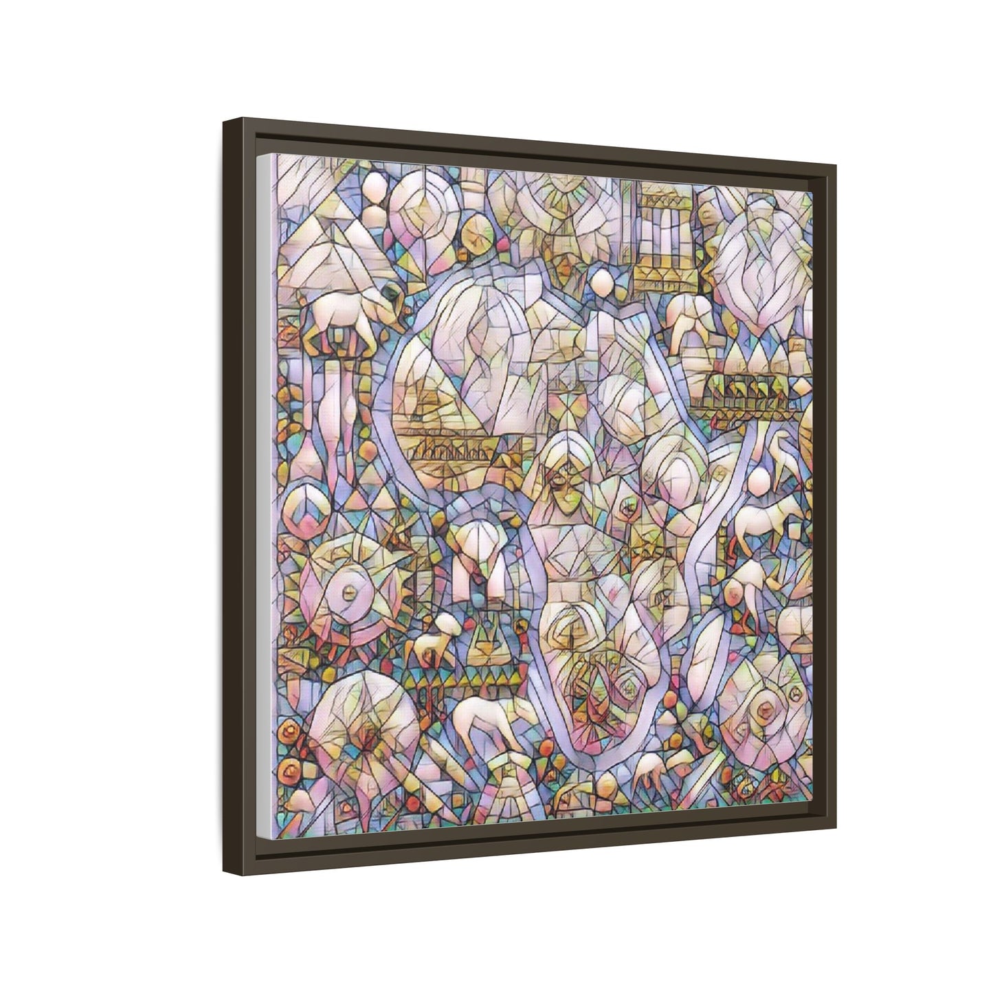 Abstract Stained-Glass Style Framed Canvas Print