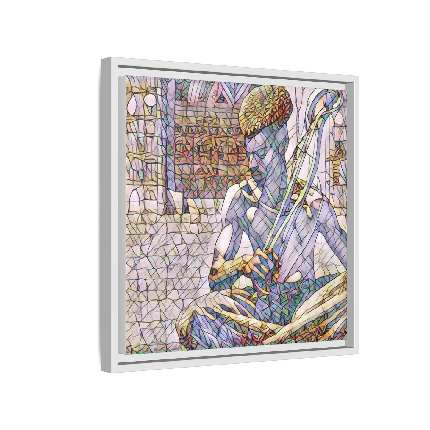 Framed Matte Canvas Art – Stained-Glass Style Musician Print