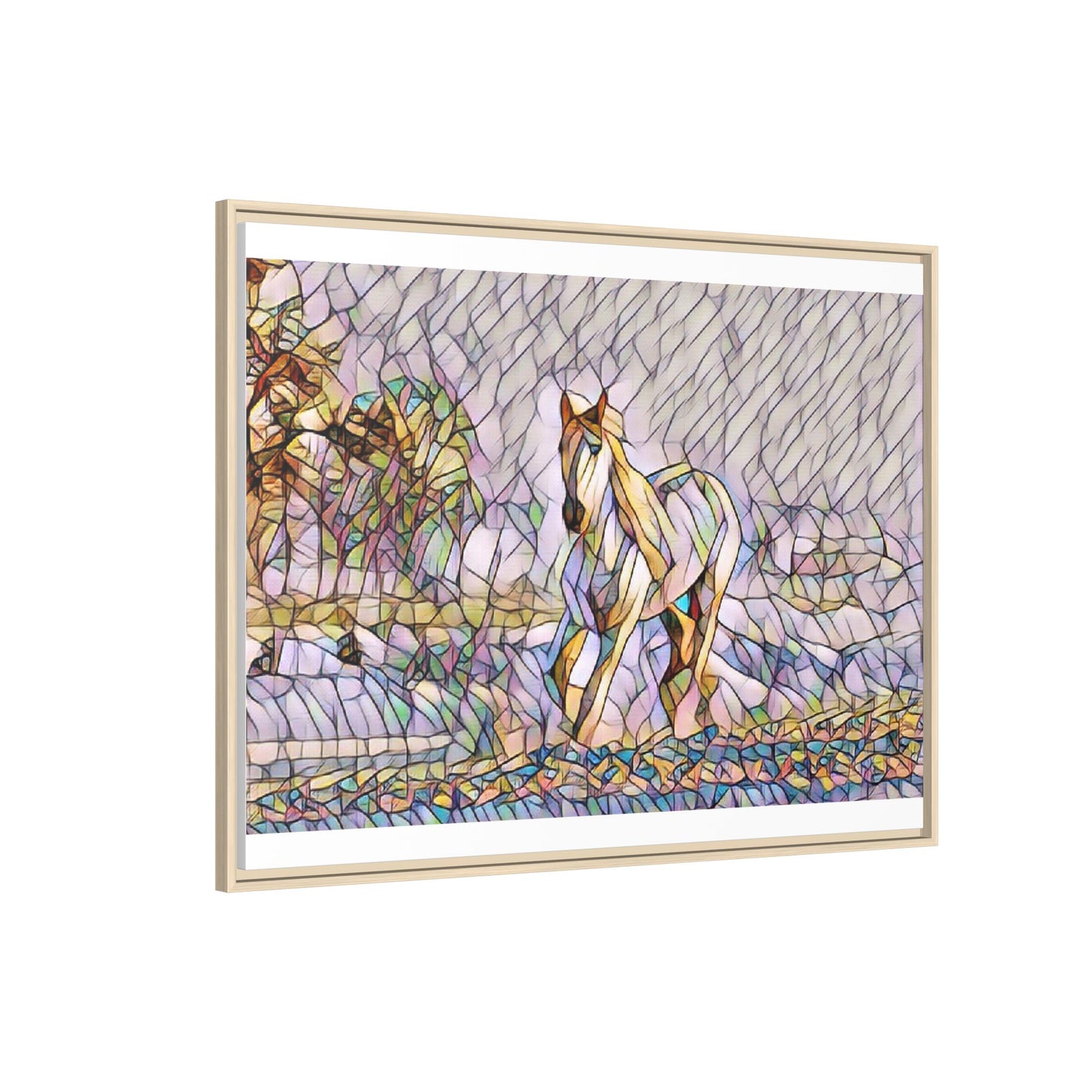 Abstract Stained-Glass Horse Matte Canvas Framed Wall Art
