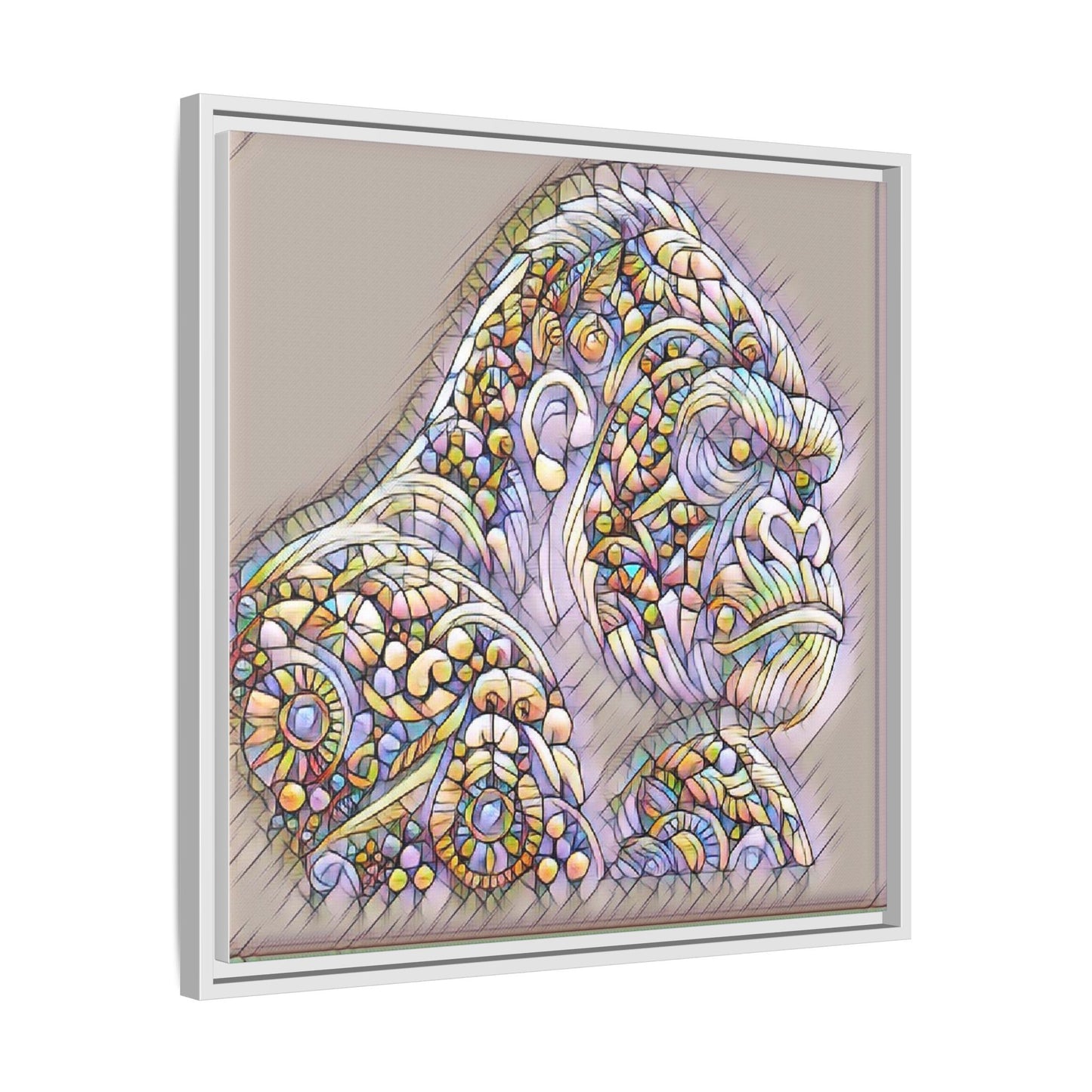 Colorful Ornate Gorilla Matte Canvas Framed Wall Art