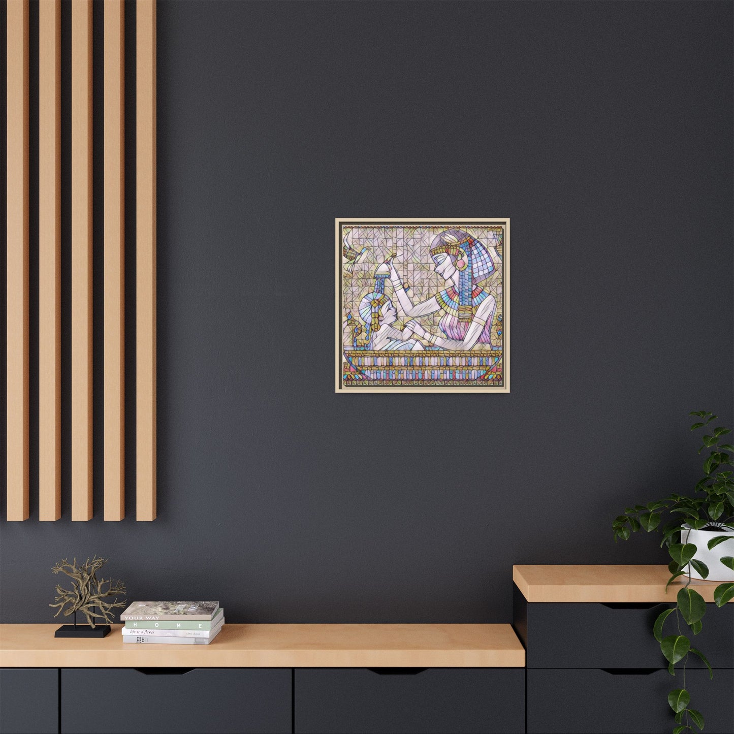Egyptian Mosaic Mother & Child Framed Matte Canvas