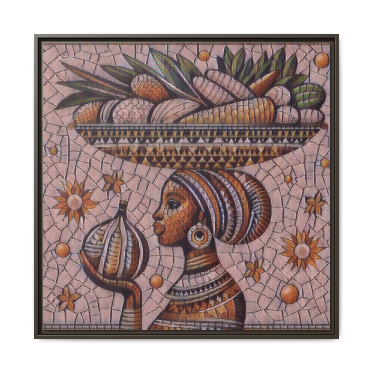 Egyptian Mosaic Goddess Matte Framed Canvas Wall Art