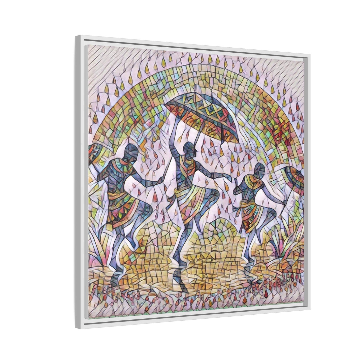 Framed Canvas Art — Colorful African Dance Mosaic