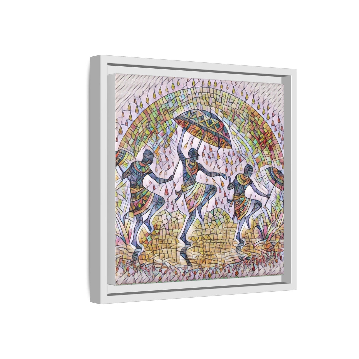 Framed Canvas Art — Colorful African Dance Mosaic