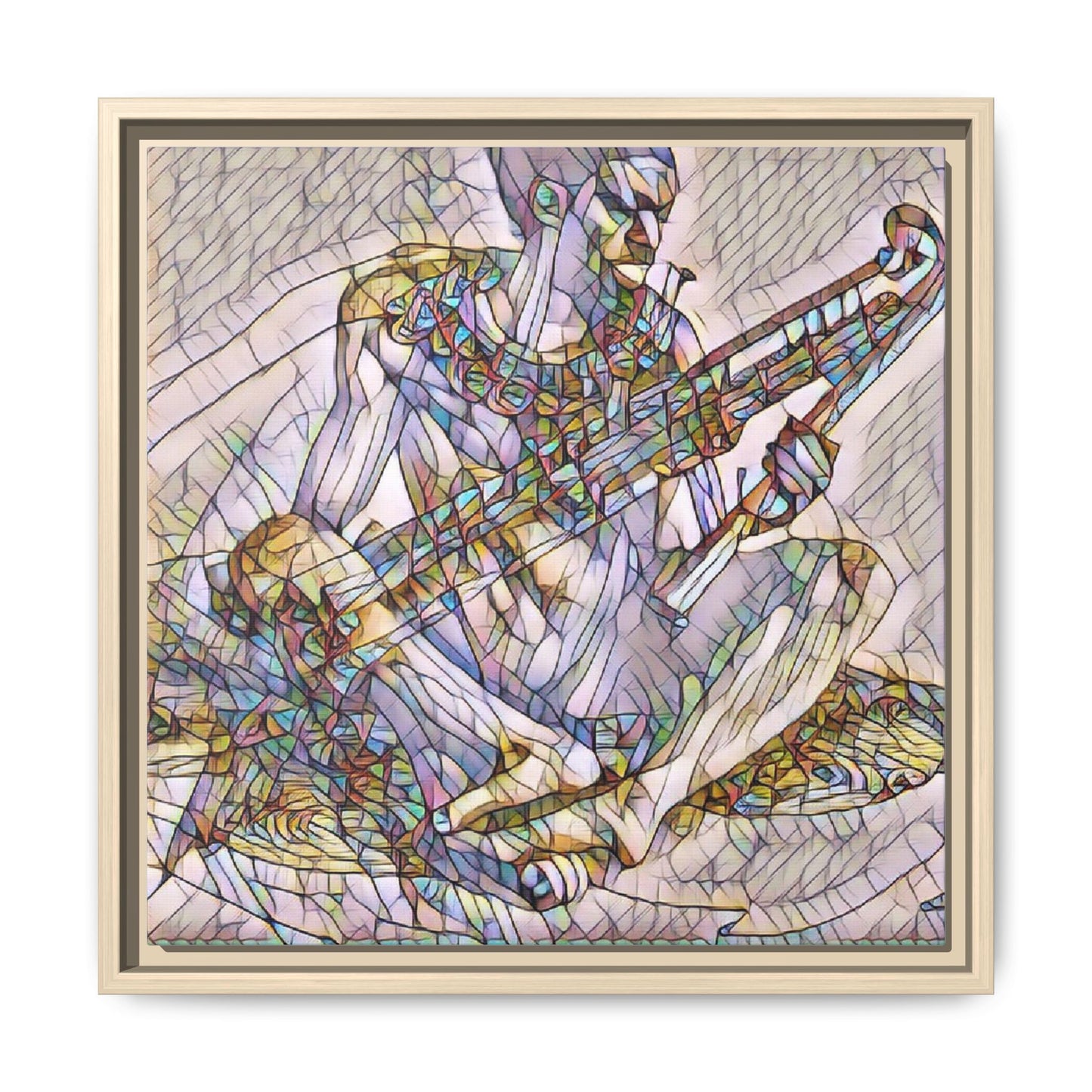 Framed Abstract Musician Canvas Art — Multicolor Modern Wall Decor