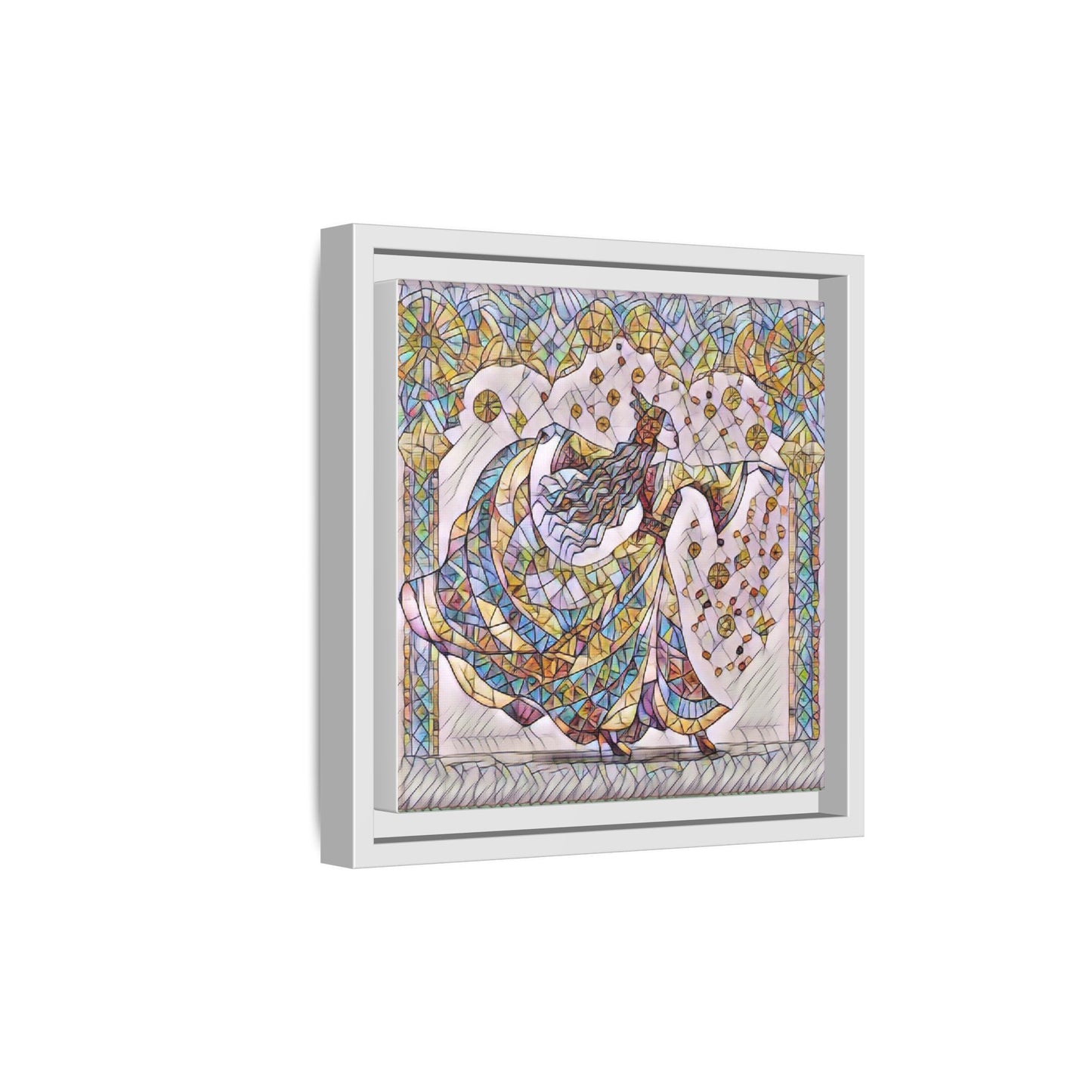 Stained Glass Dancing Dervish Framed Canvas Art
