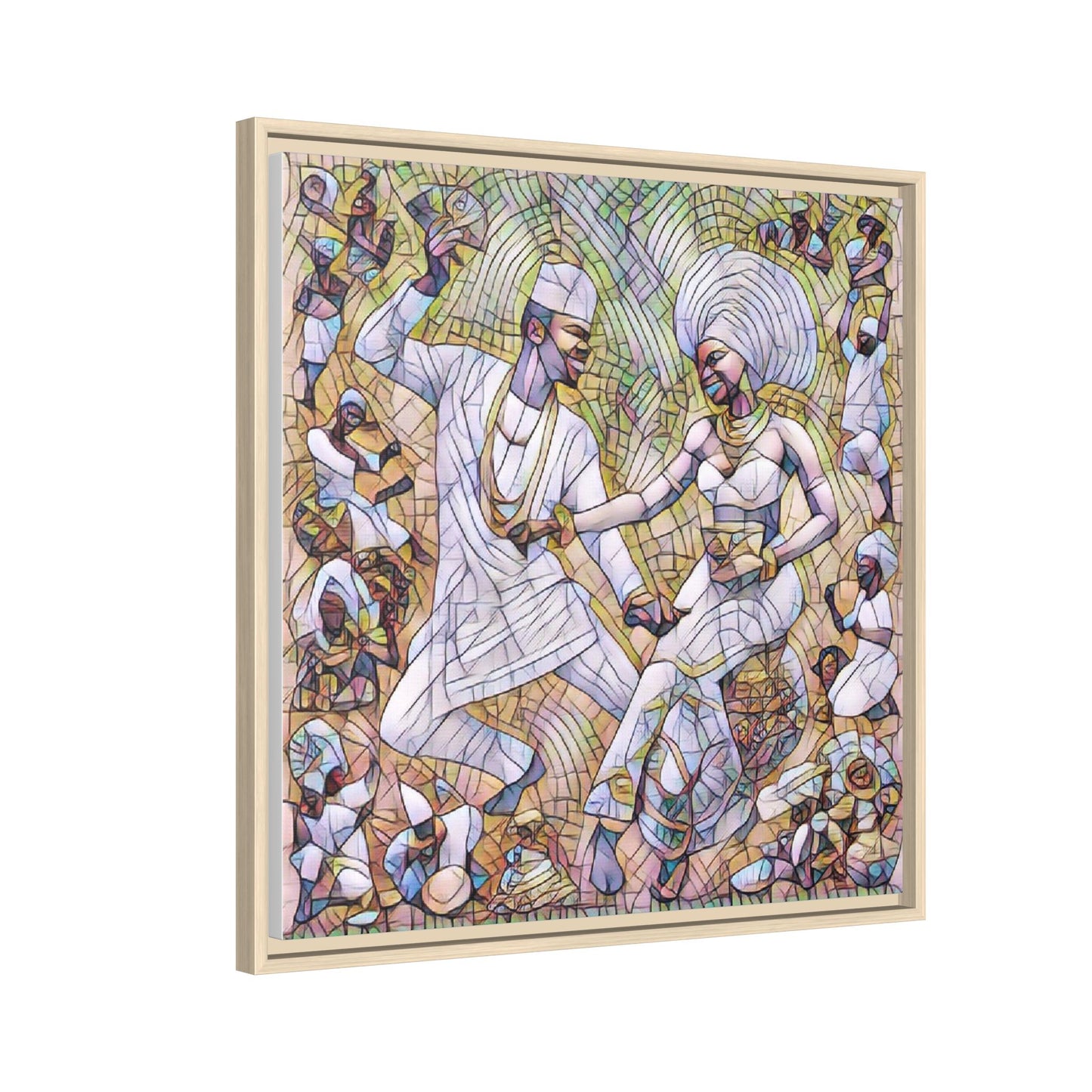 Afrobeat Celebration Matte Framed Canvas — Vibrant Dancers Wall Art