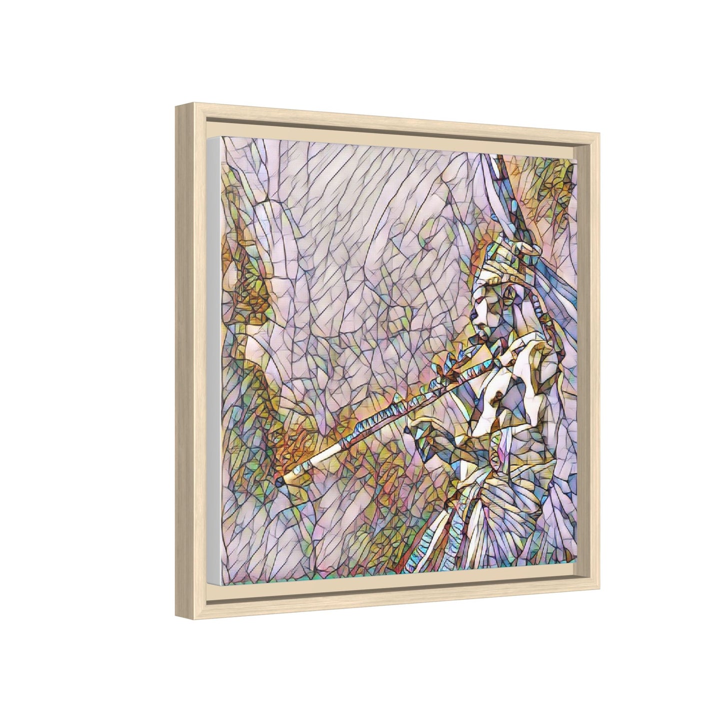 Abstract Tribal Flutist Matte Canvas Framed Wall Art
