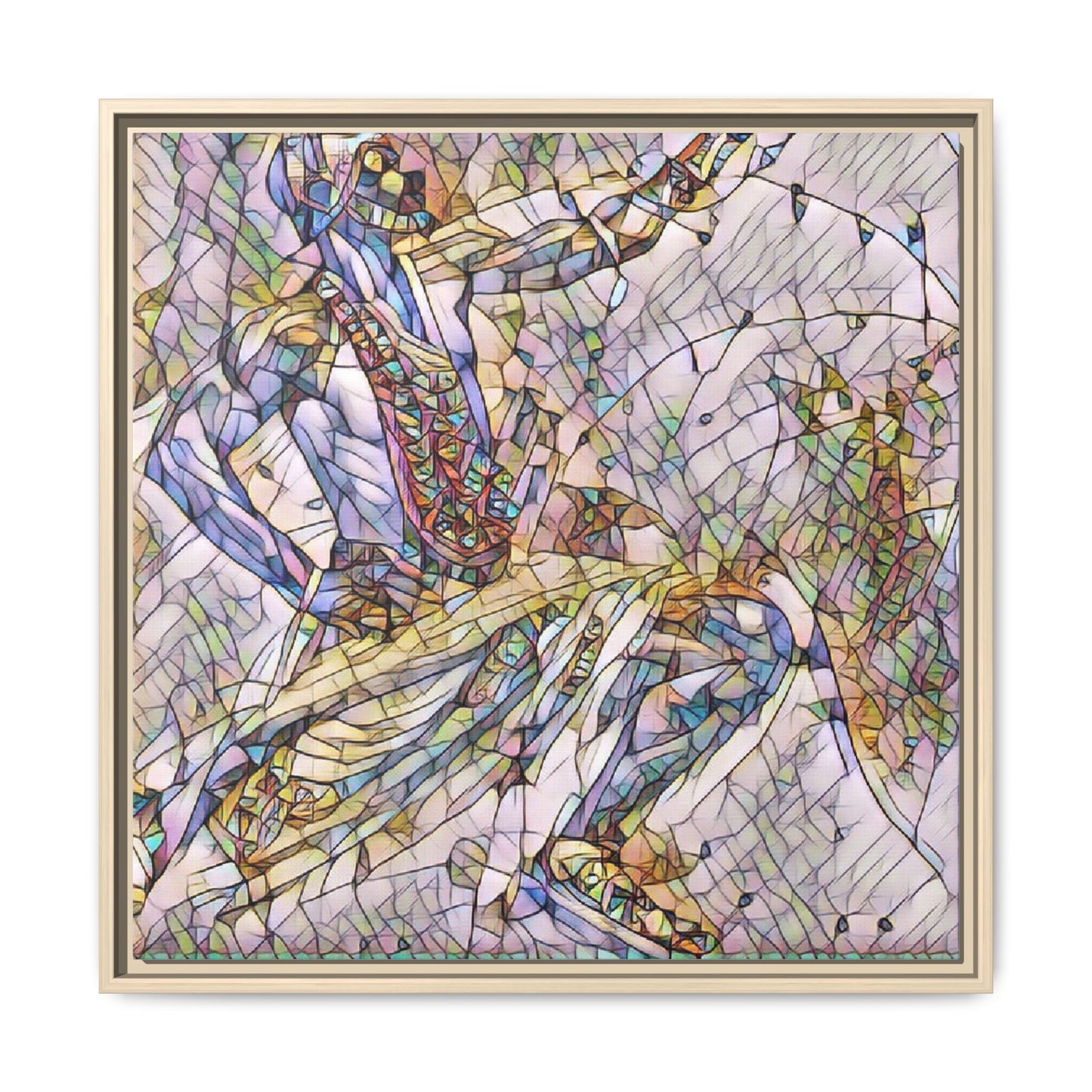 Abstract Stained-Glass Dancers — Framed Matte Canvas Art