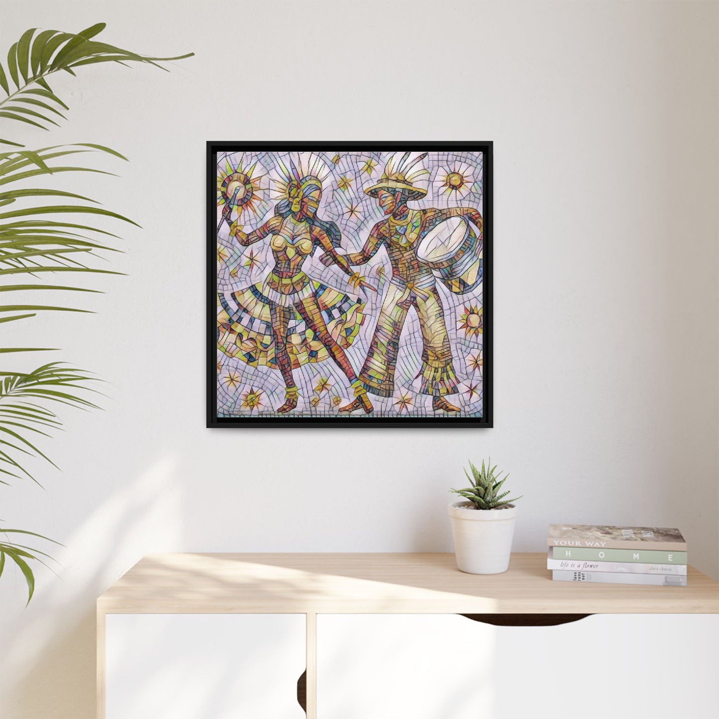 Carnival Dancers Framed Canvas Art – Colorful Samba Couple Print