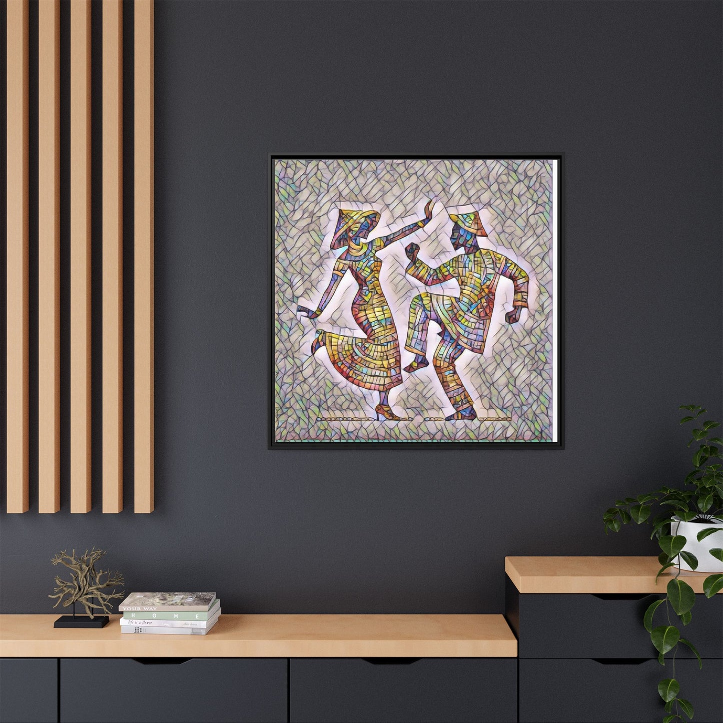 Colorful Folk Dance Matte Canvas Print (Framed)