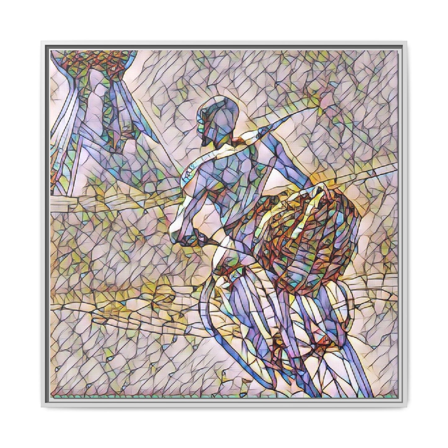 Abstract Stained-Glass Warrior Matte Framed Canvas