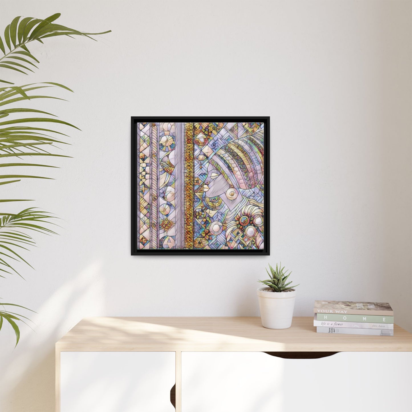 Afrocentric Stained-Glass Portrait Matte Framed Canvas