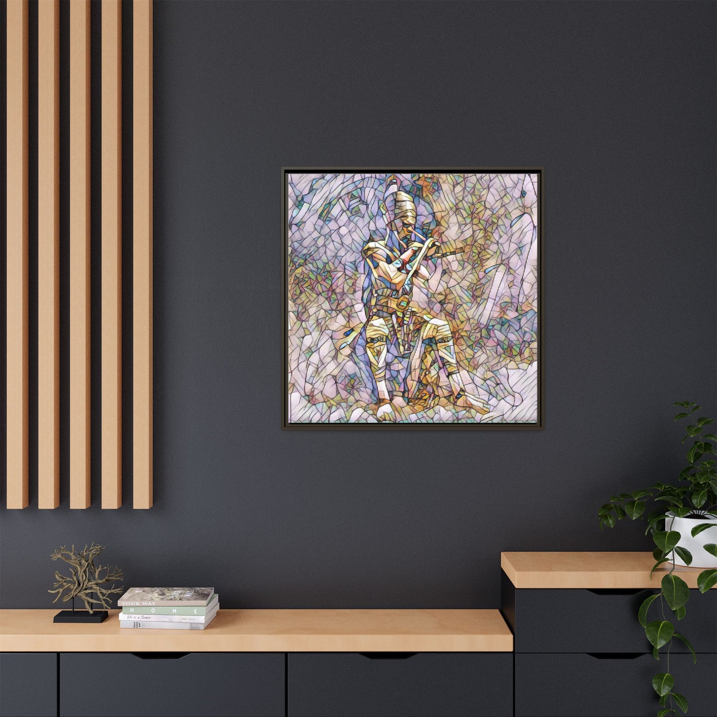 Framed Matte Canvas - Stained Glass Knight Artwork