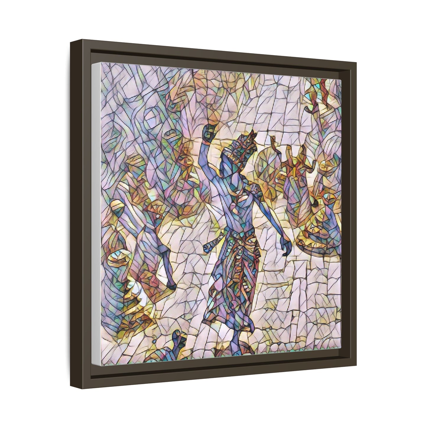 Framed Canvas Art — Colorful Mosaic Krishna Dance Print