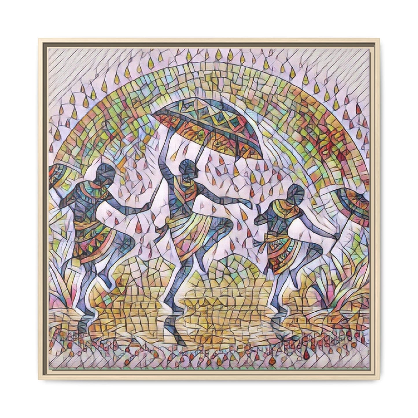 Framed Canvas Art — Colorful African Dance Mosaic