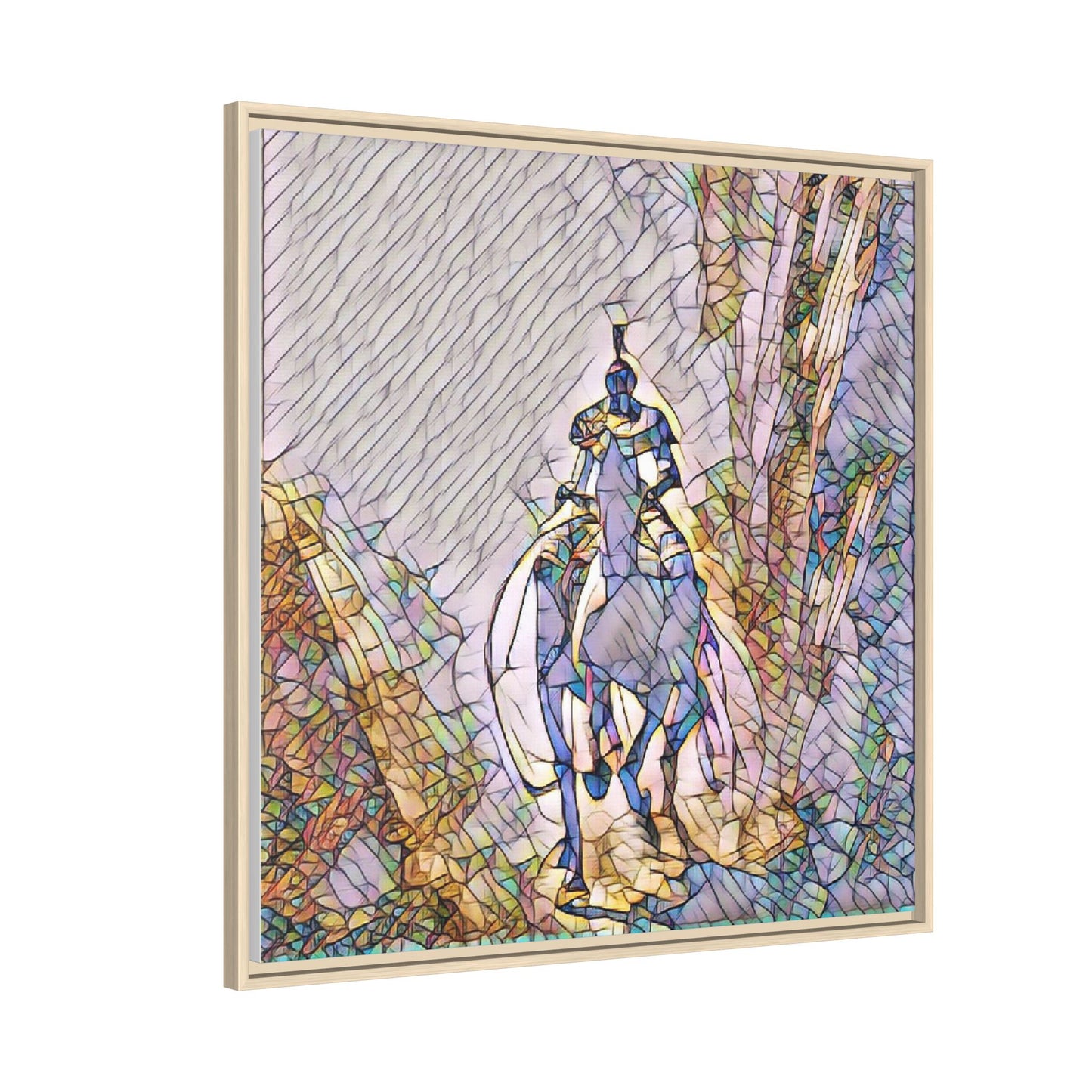 Stained-Glass Knight Matte Framed Canvas Wall Art