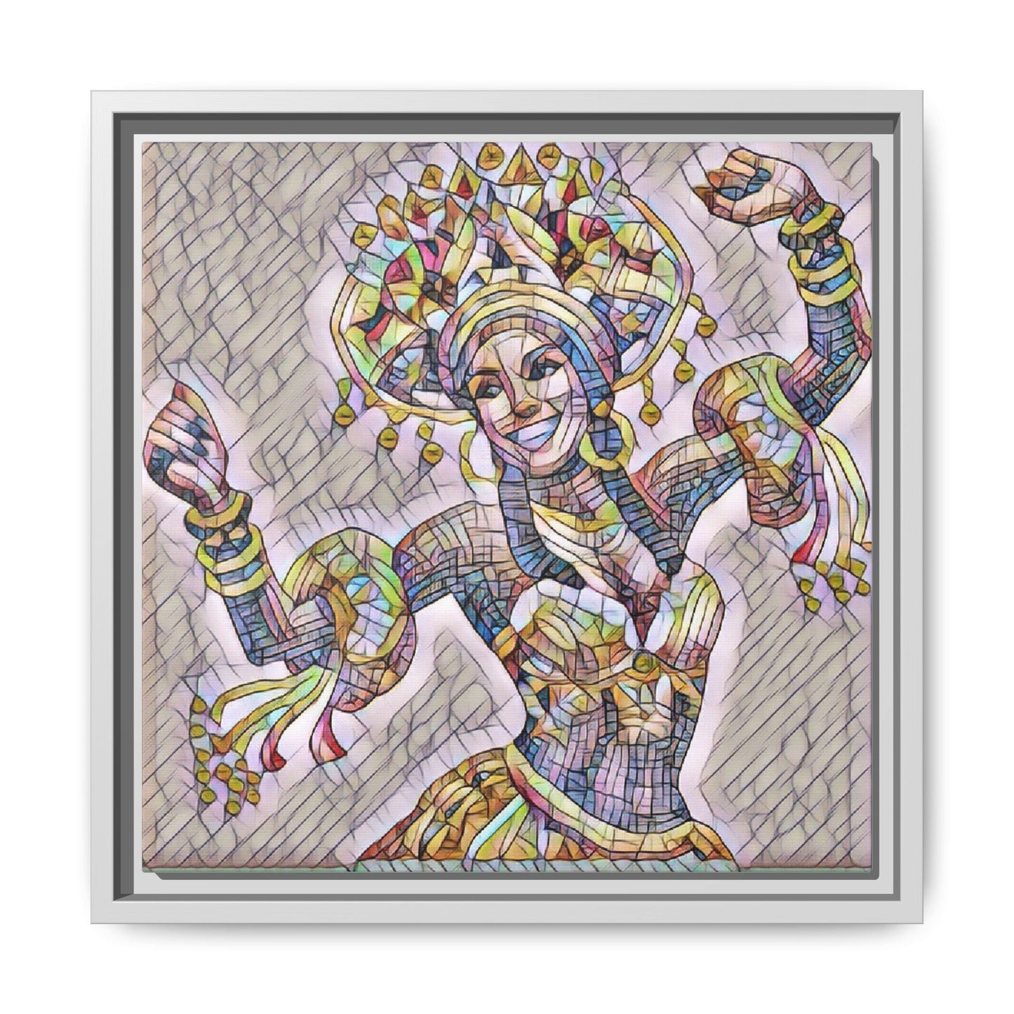 Framed Matte Canvas: Colorful Carnival Dancer Artwork – Vibrant Ethnic Dance Wall Art