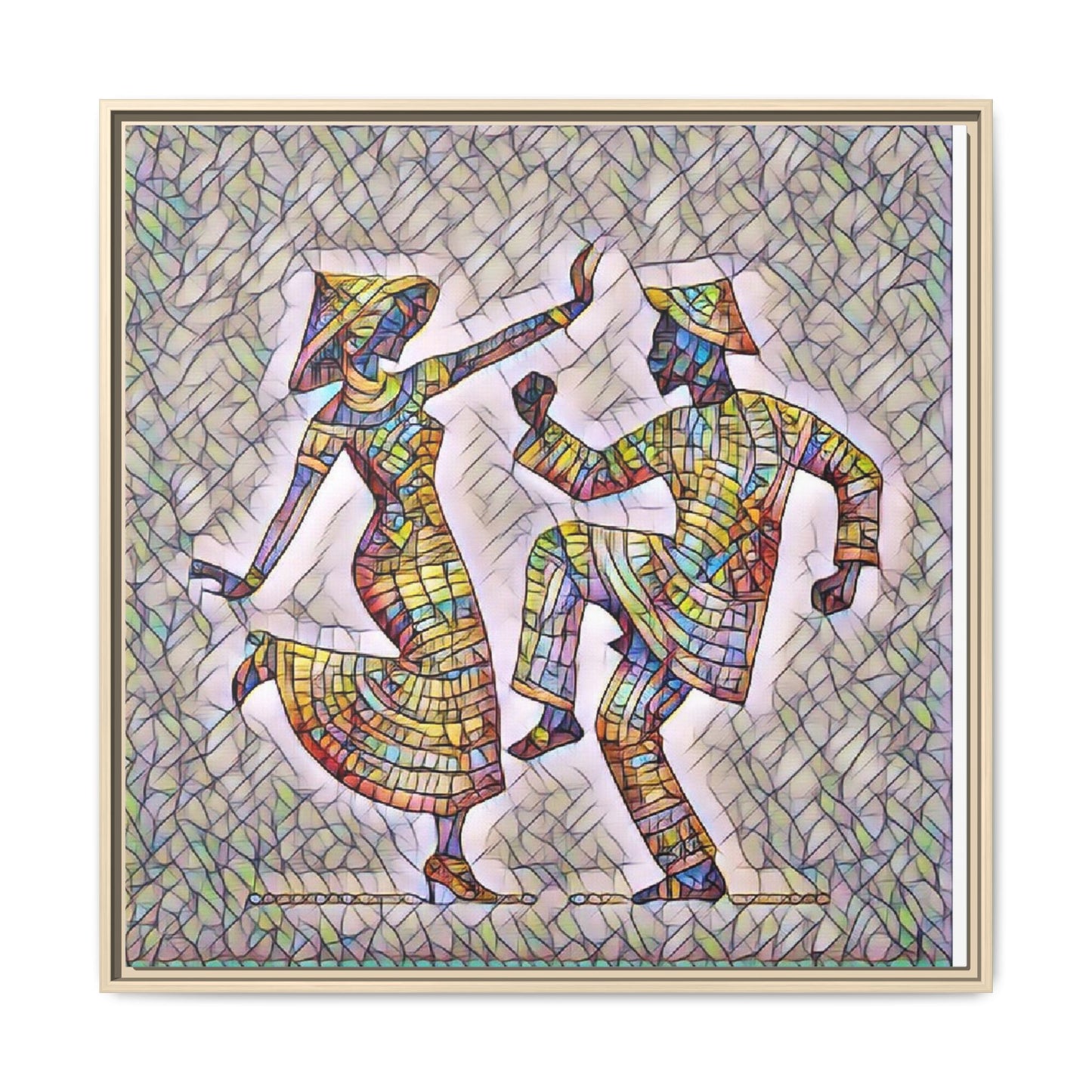 Colorful Folk Dance Matte Canvas Print (Framed)