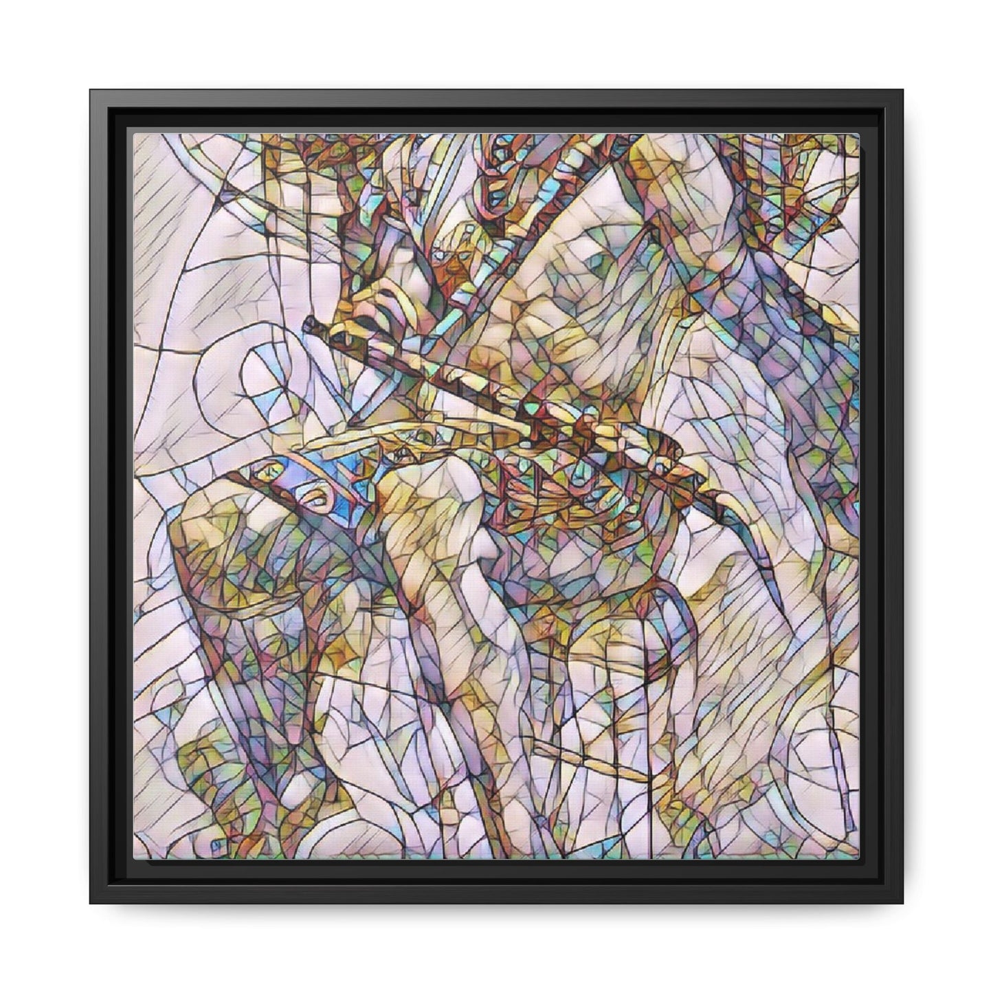 Framed Abstract Musician Canvas Art — Multi‑Color Jazz Saxophone Print