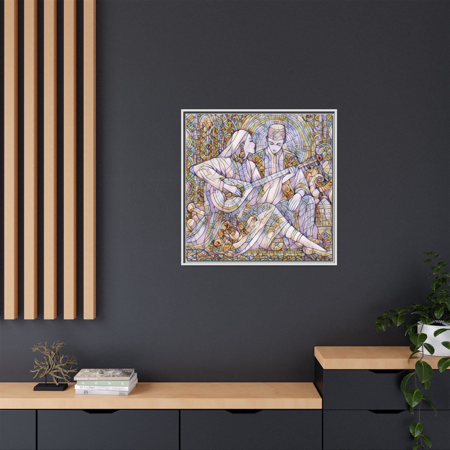 Love Song Serenade - Framed Canvas Wall Art | Guitar Player Romantic Print