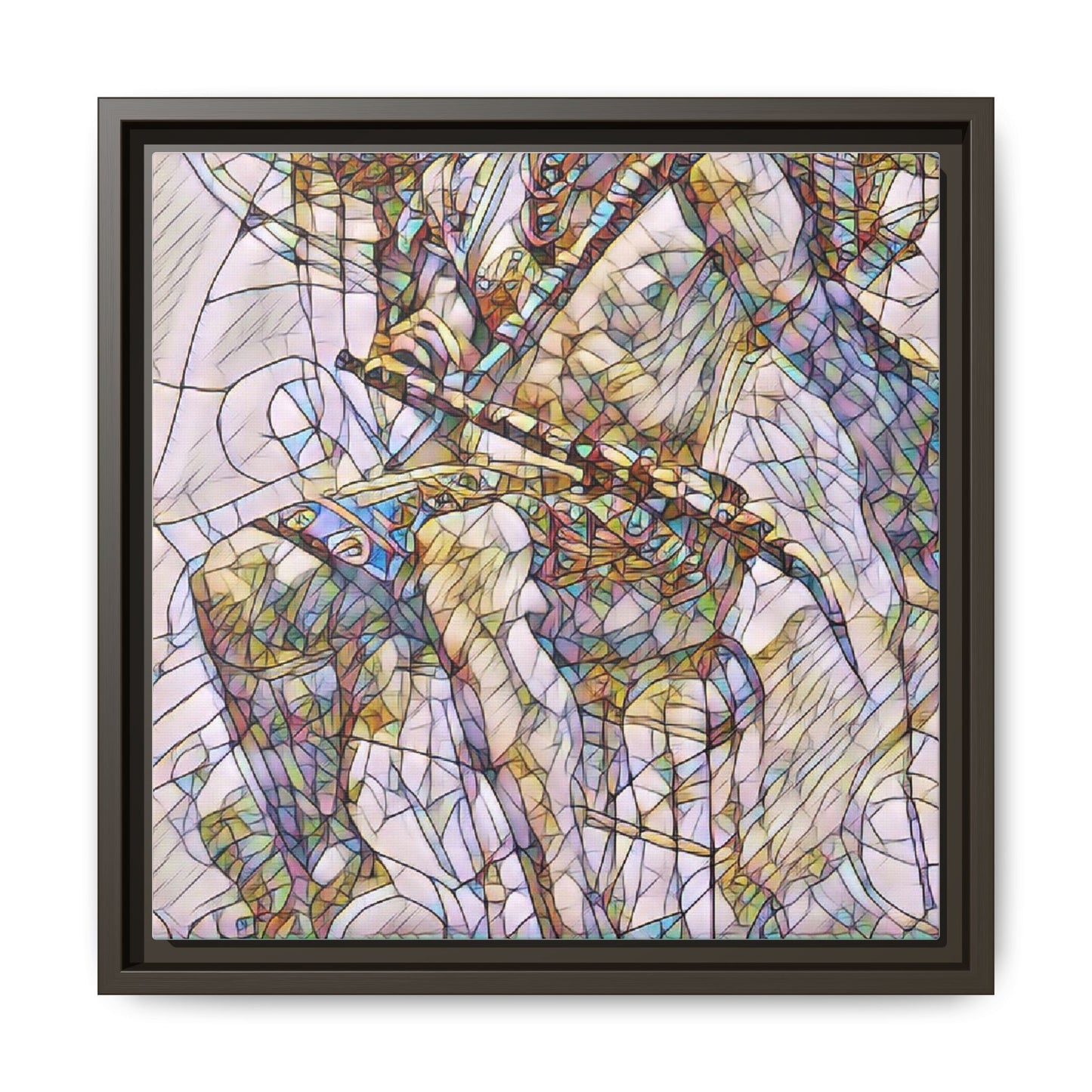 Framed Abstract Musician Canvas Art — Multi‑Color Jazz Saxophone Print