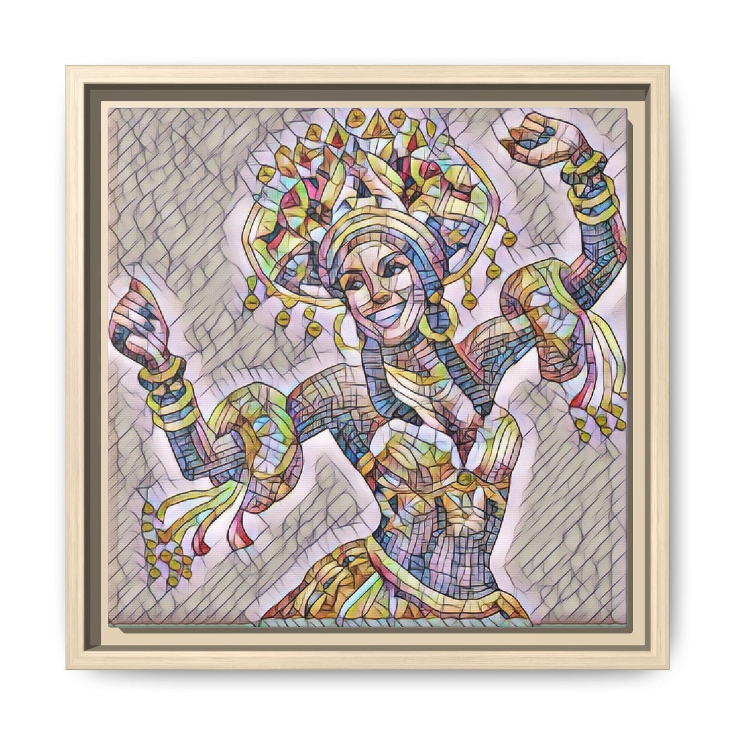 Framed Matte Canvas: Colorful Carnival Dancer Artwork – Vibrant Ethnic Dance Wall Art