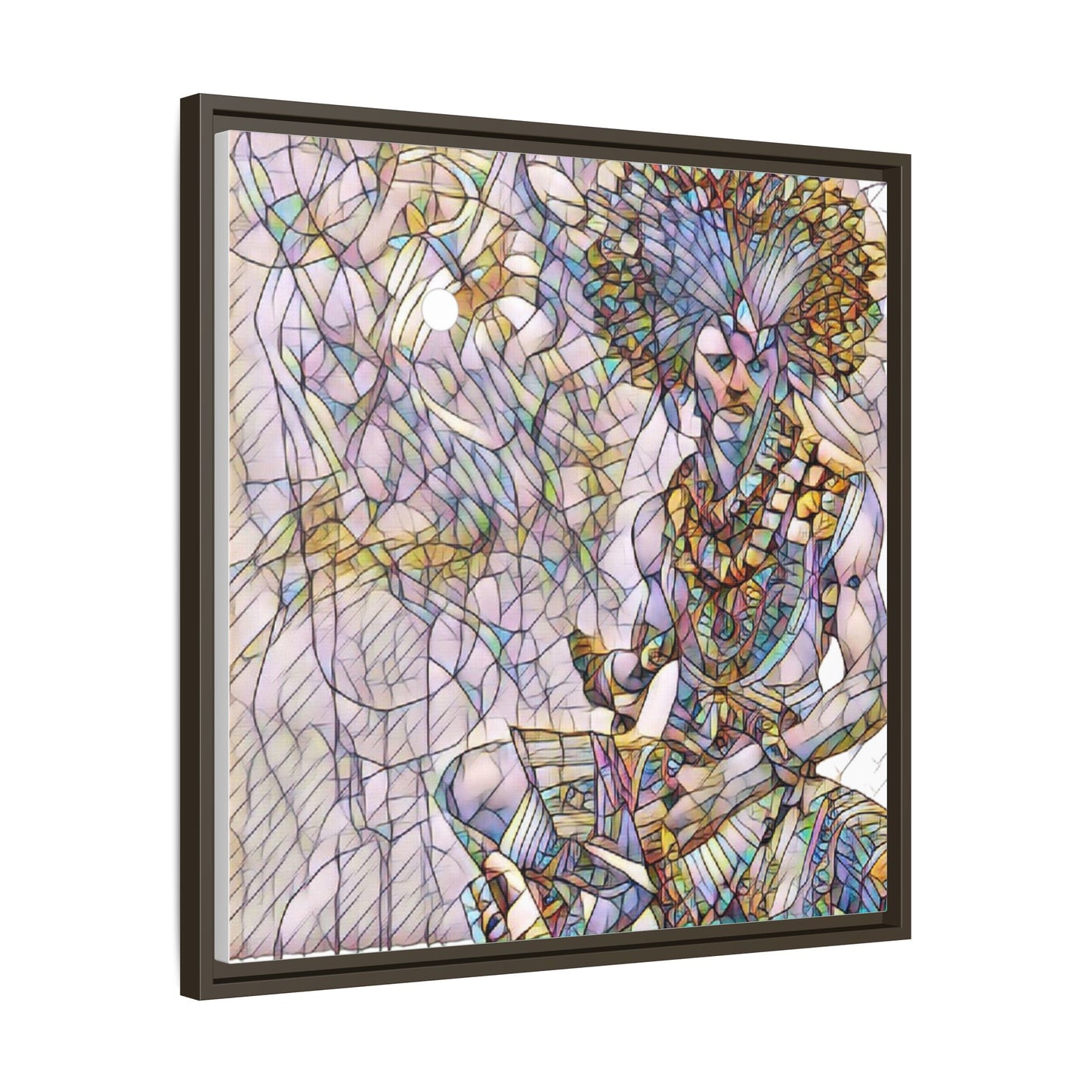 Framed Matte Canvas Art — Colorful Tribal Warrior Illustration