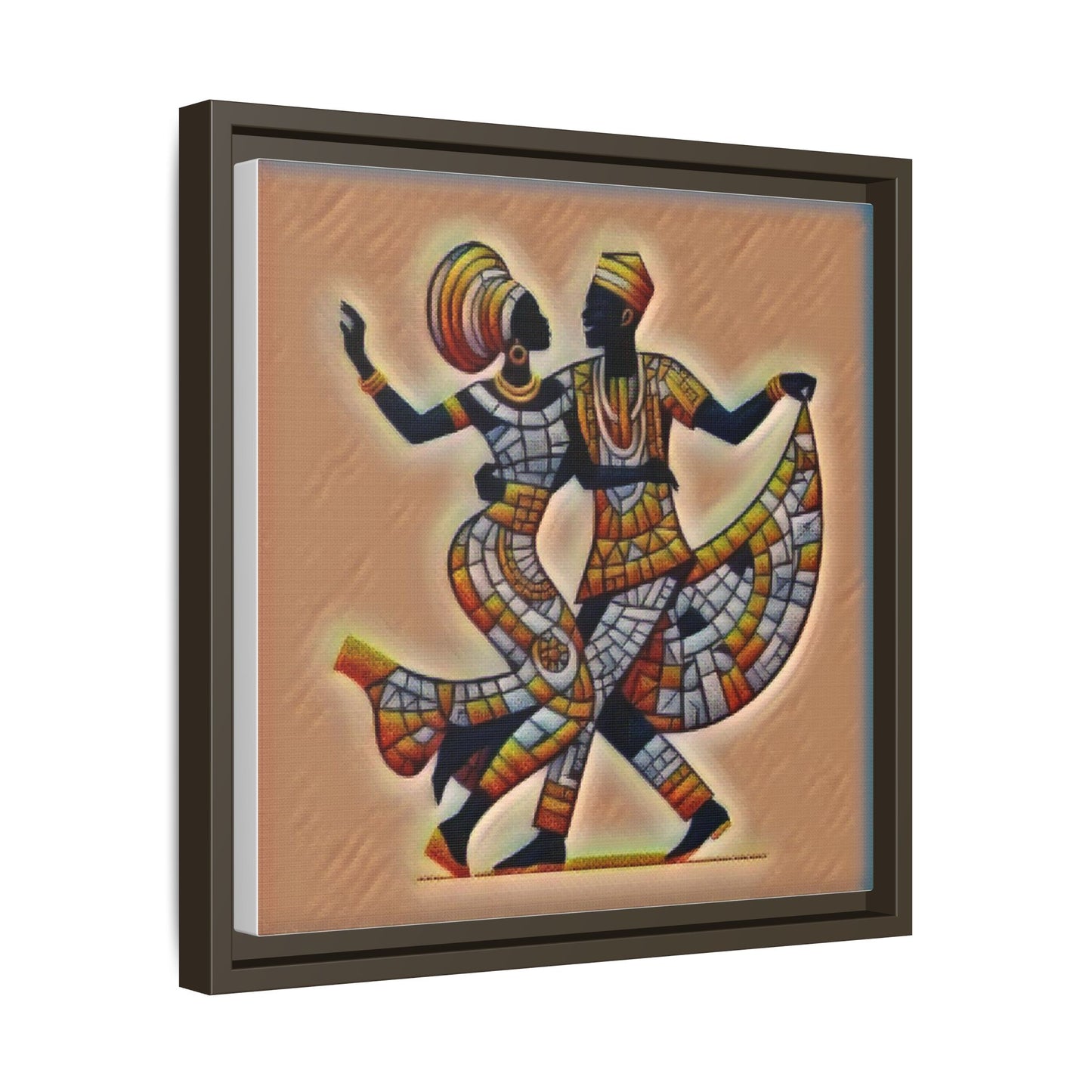 Framed African Dance Mosaic Art Print — Matte Canvas Wall Decor