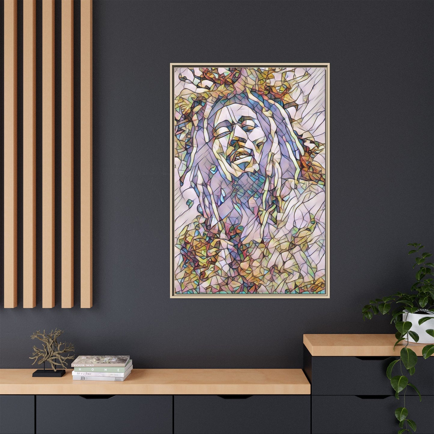 Abstract Multicolor Portrait Matte Canvas Framed Wall Art